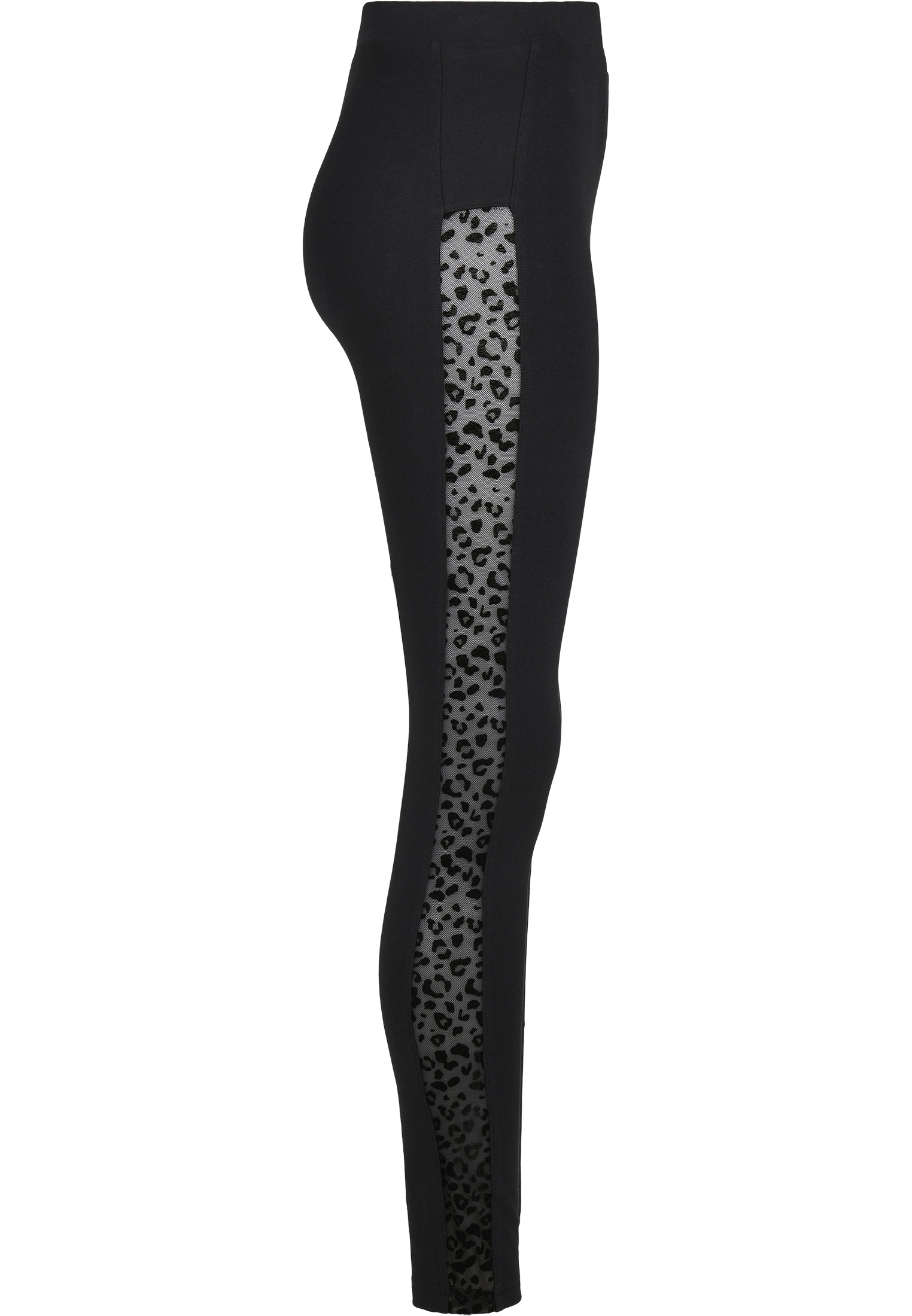 Curvy Ladies Flock Lace Stripe Leggings in Farbe black