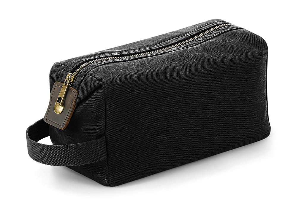  Heritage Waxed Canvas Wash Bag in Farbe Black