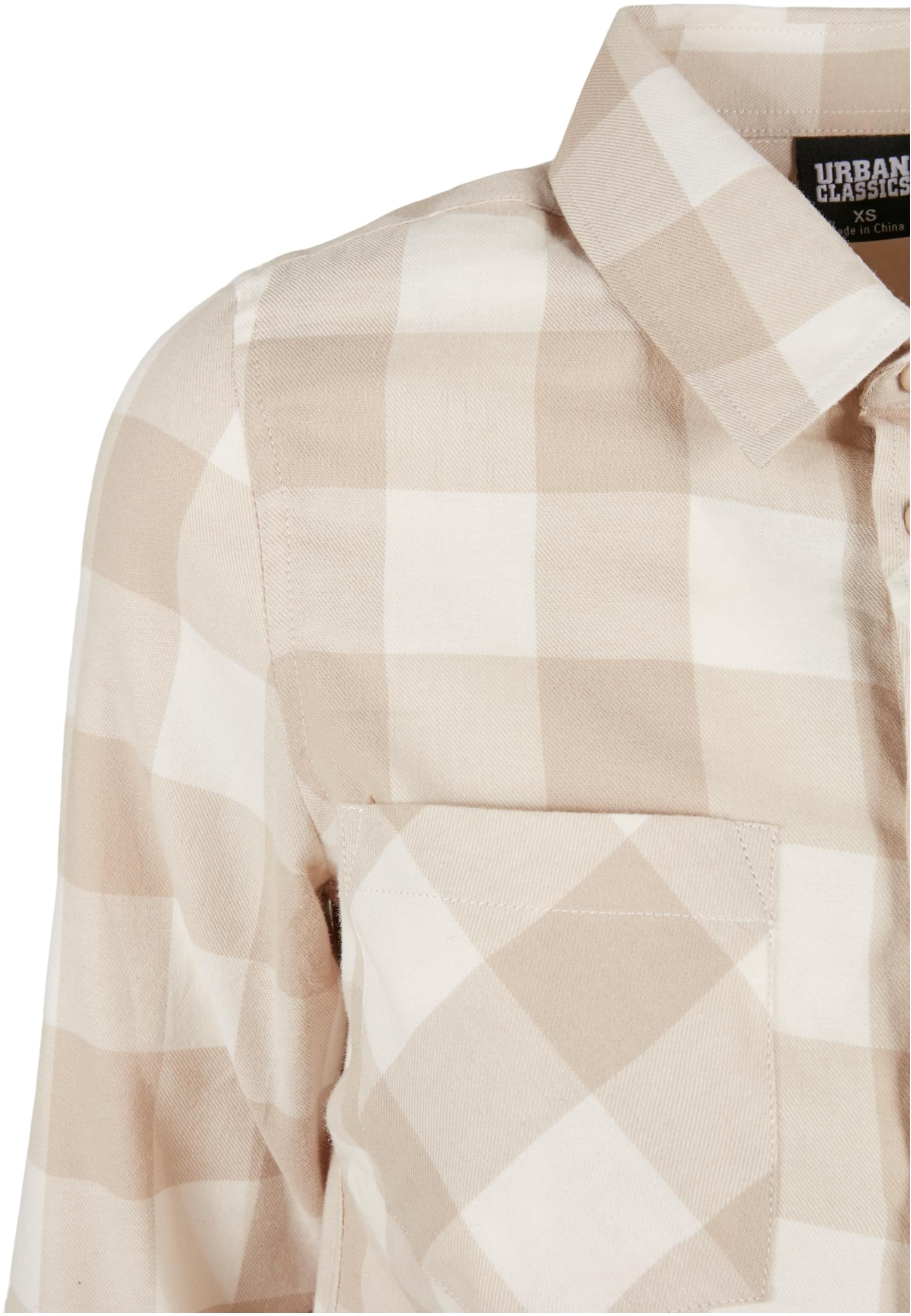 Damen Ladies Turnup Checked Flanell Shirt in Farbe whitesand/lighttaupe