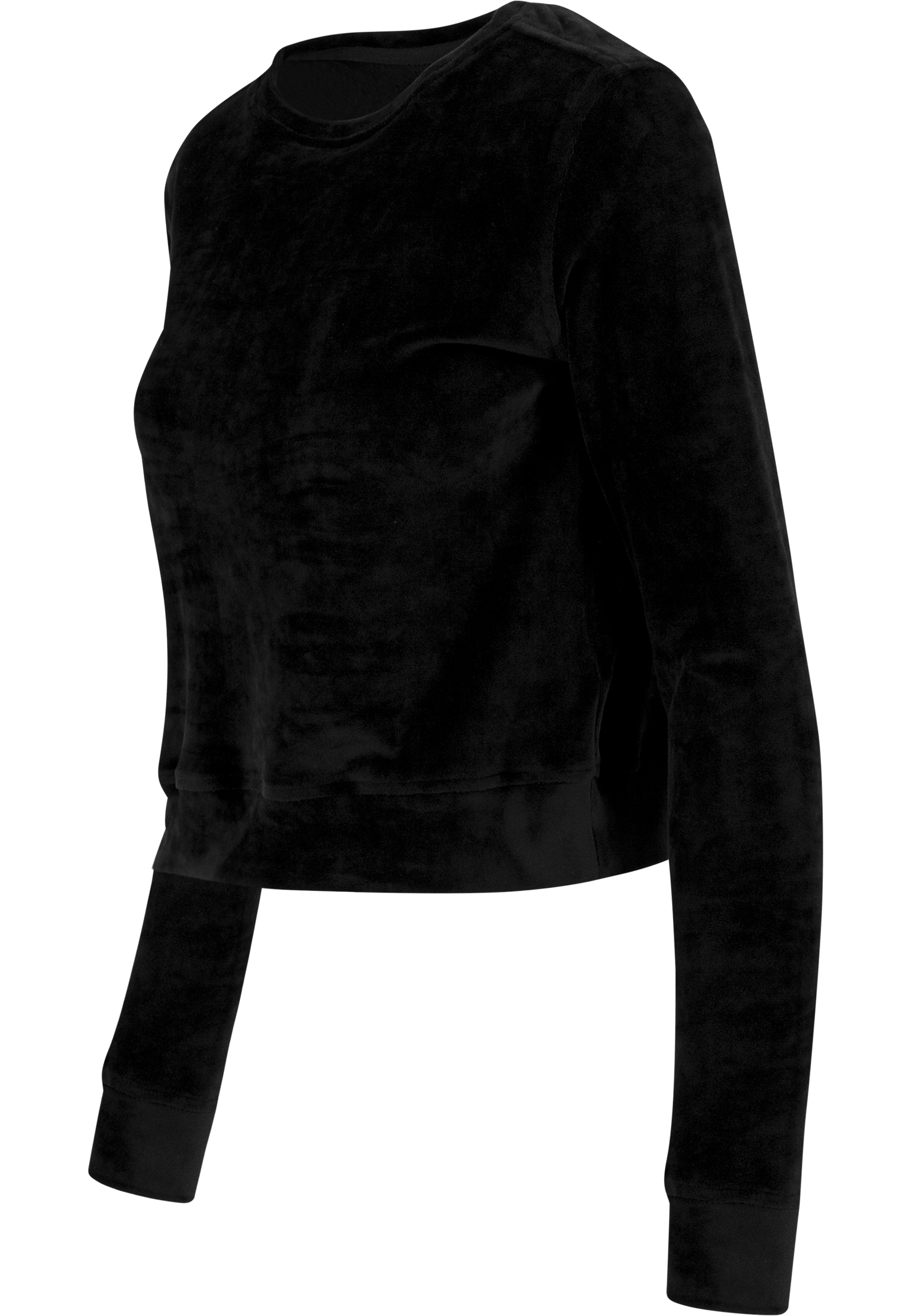 Crewnecks & Longsleeves Ladies Short Velvet Crew in Farbe black