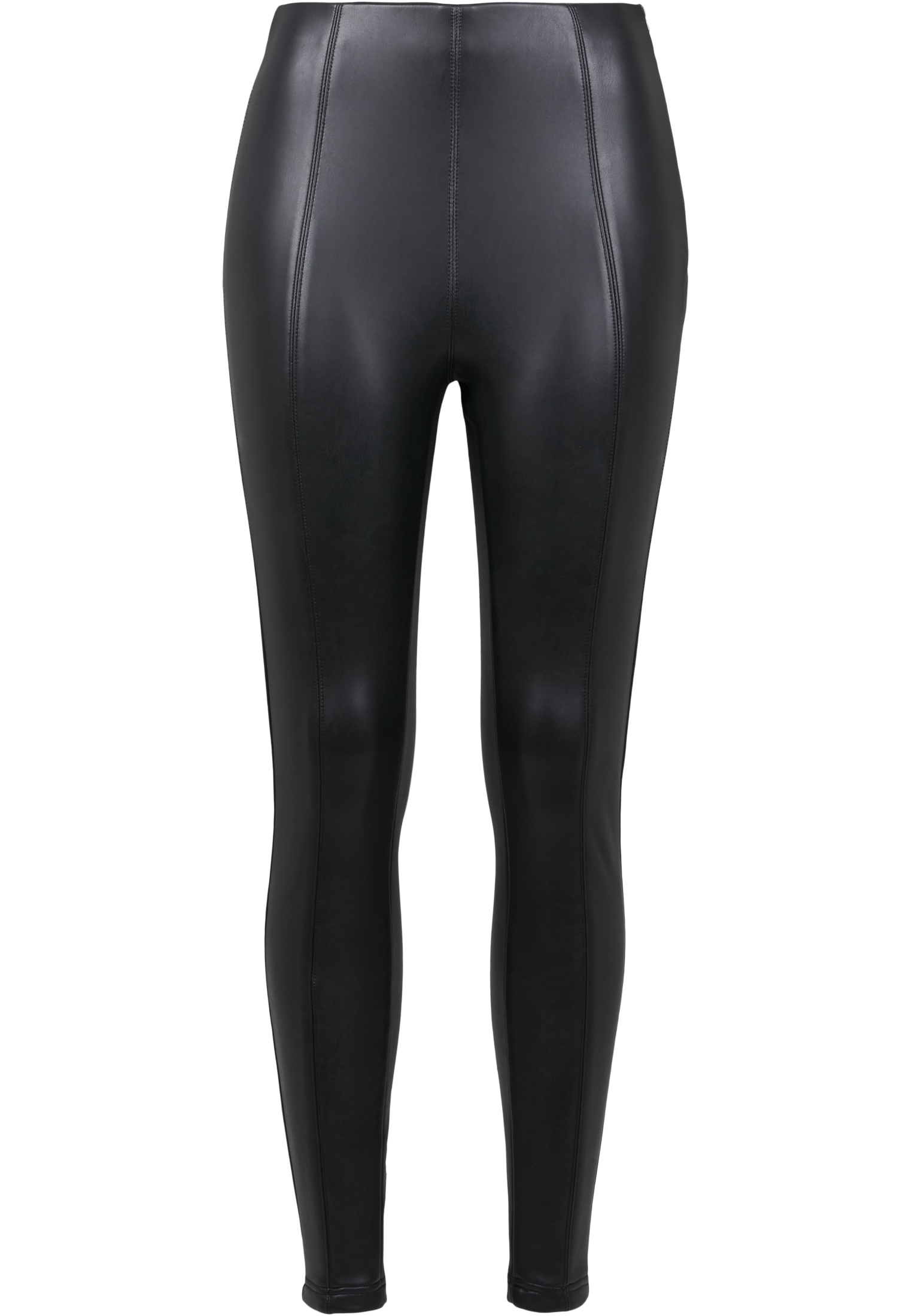 Curvy Ladies Faux Leather Skinny Pants in Farbe black