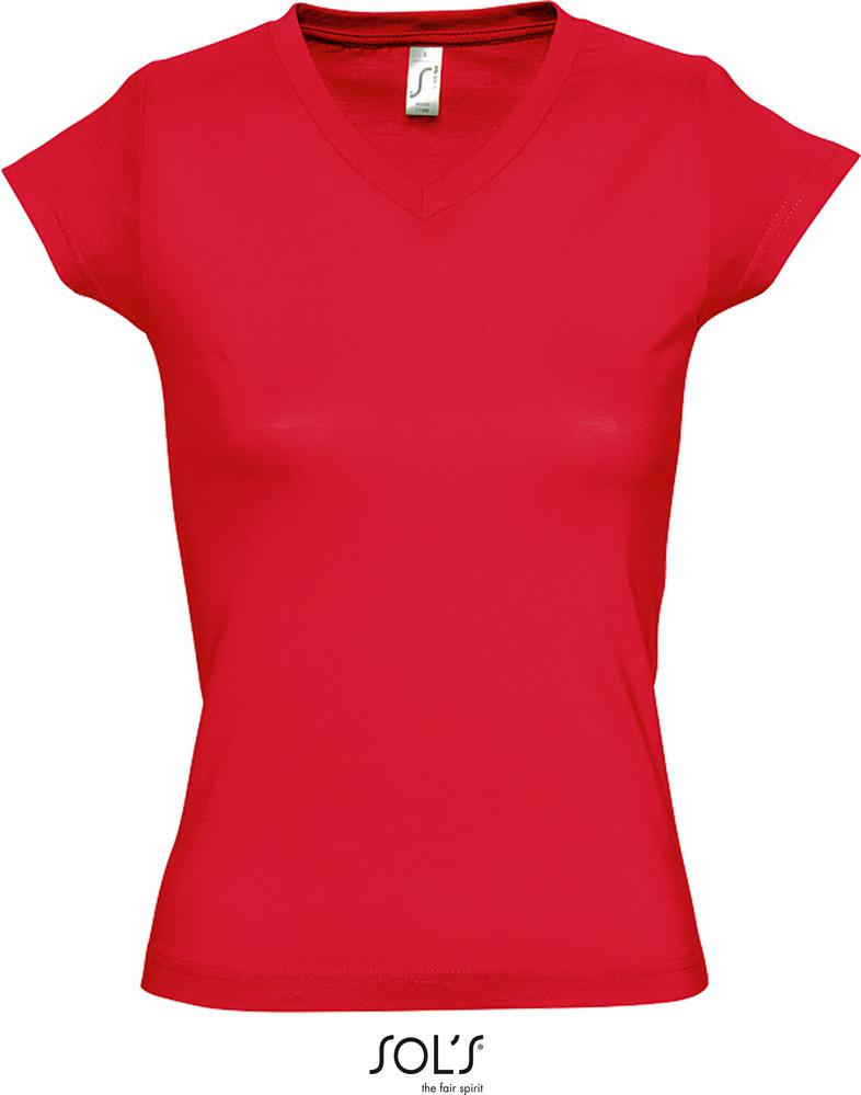 T-Shirt Moon Damen V-Neck T-Shirt in Farbe red