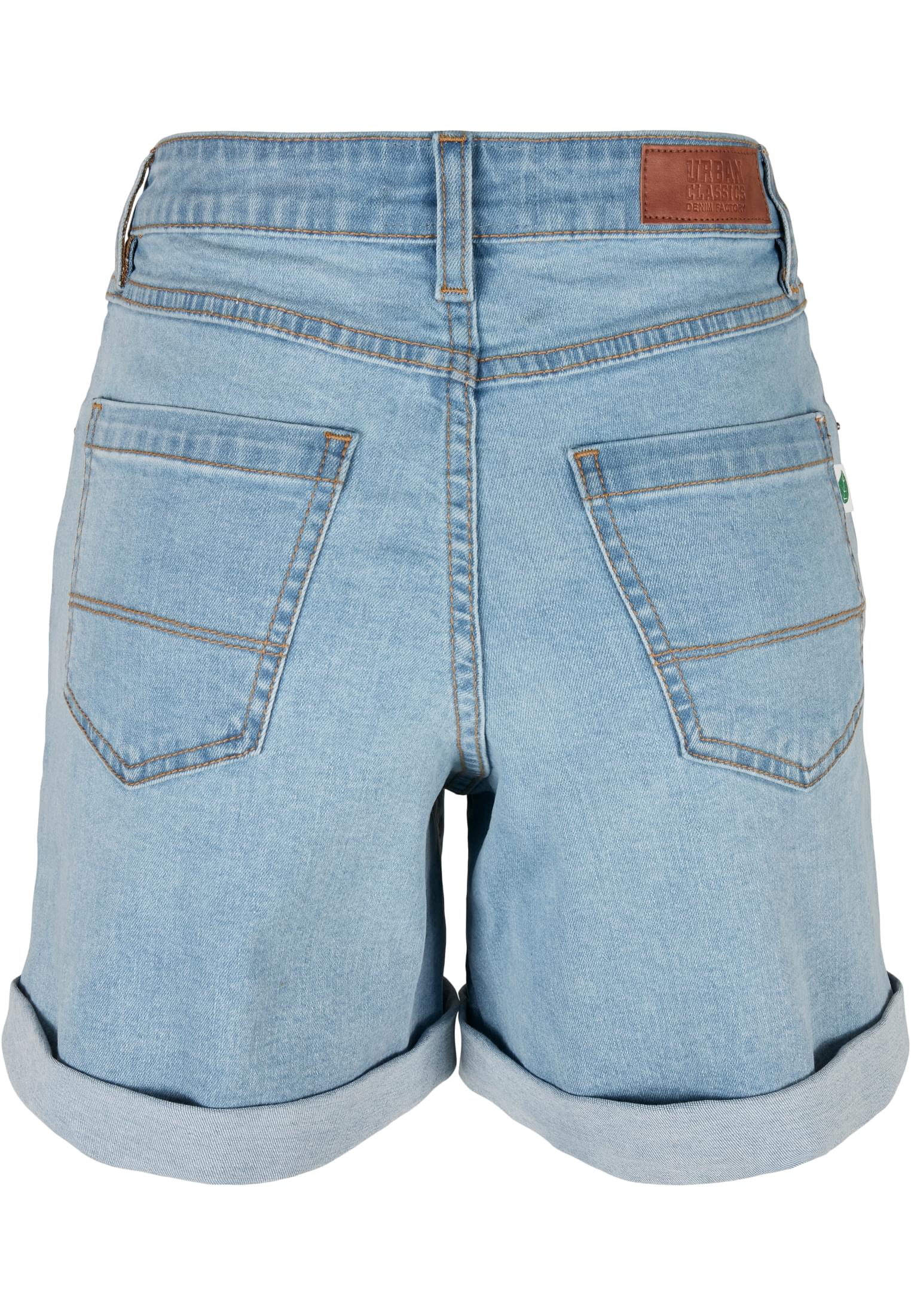 Frauen Ladies Organic Stretch Denim 5 Pocket Shorts in Farbe clearblue bleached