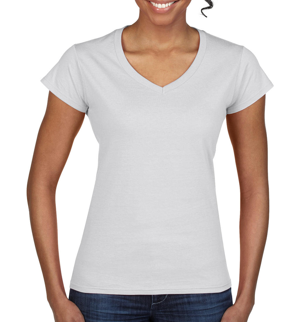  Ladies Softstyle? V-Neck T-Shirt in Farbe White