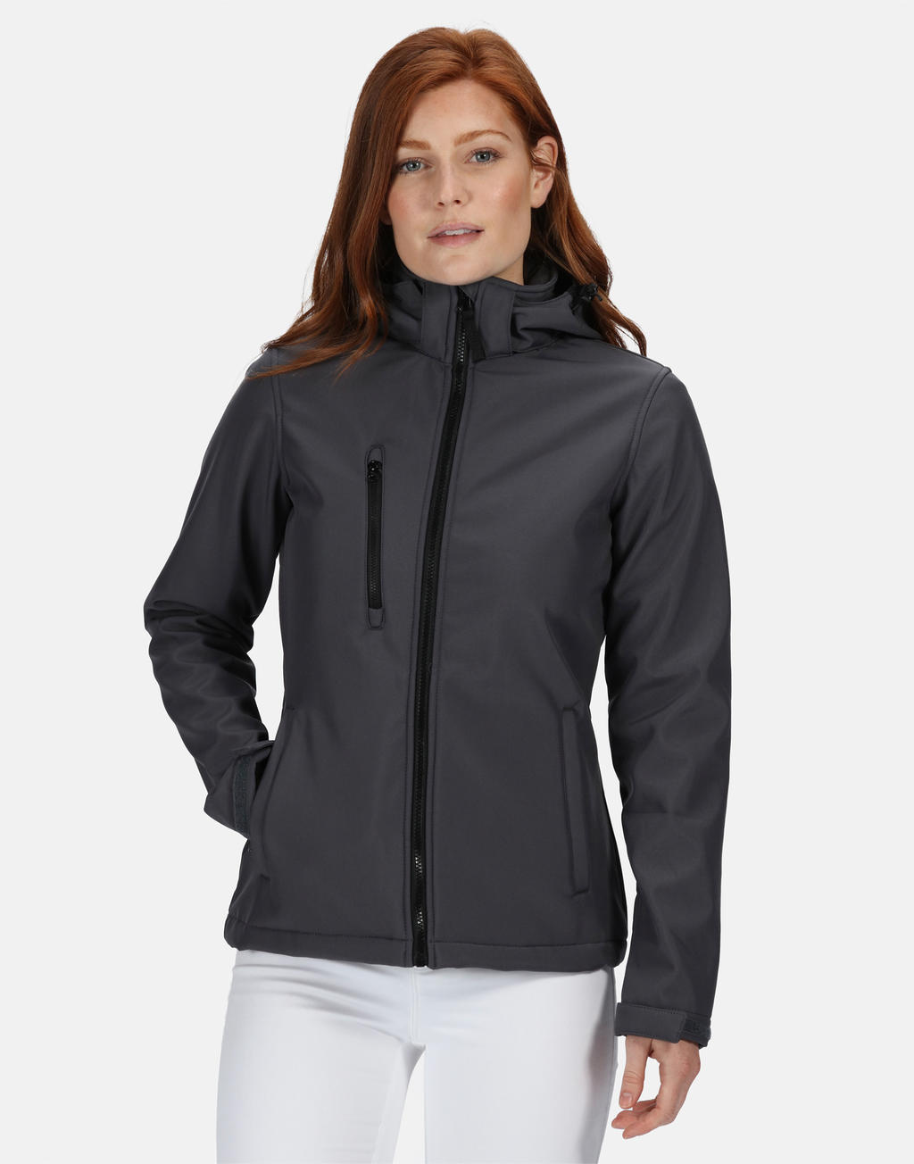  Womens Venturer 3-Layer Hooded Softshell Jacket in Farbe Black