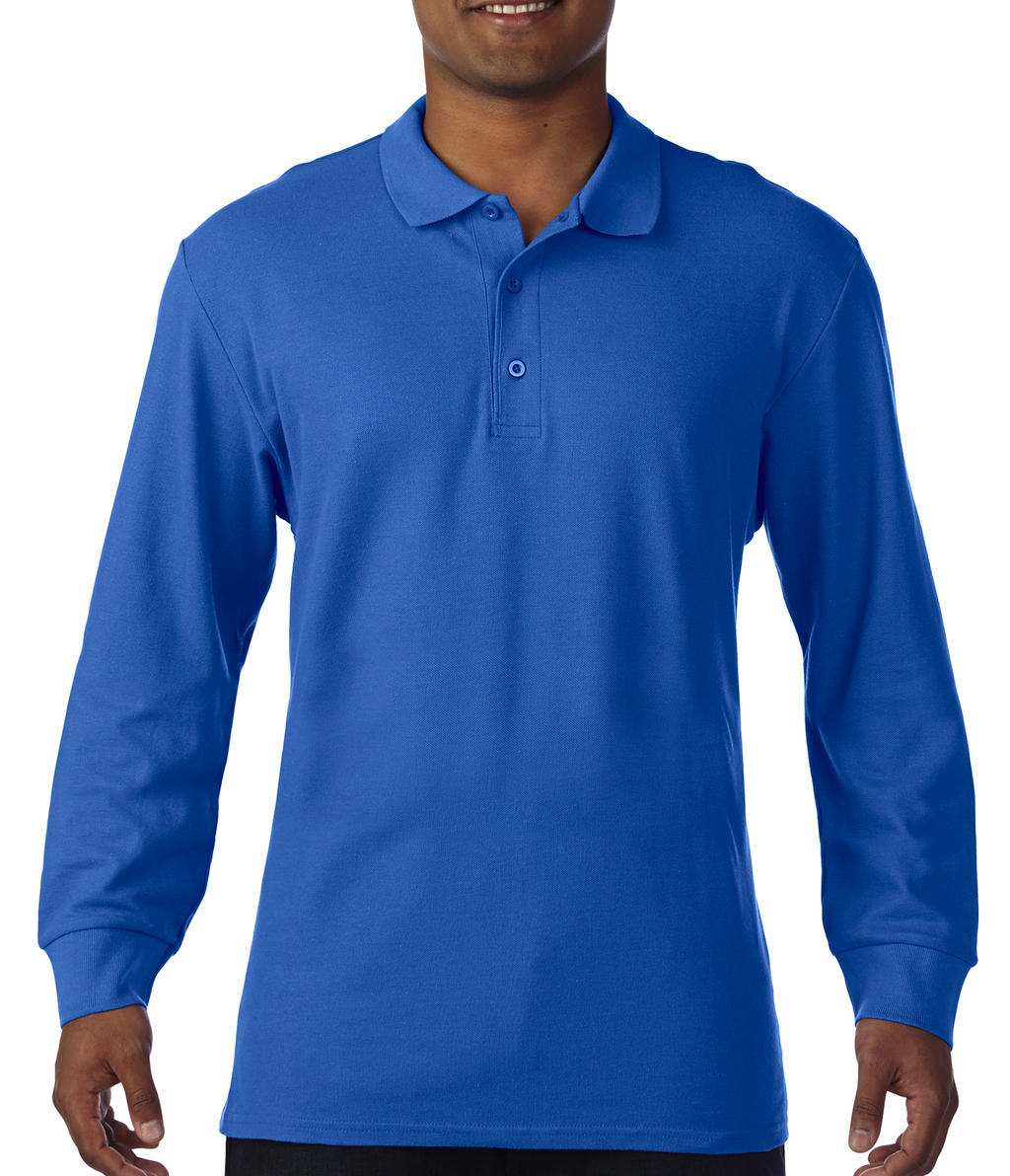  Premium Cotton Adult Double Piqu? Polo LS in Farbe Royal