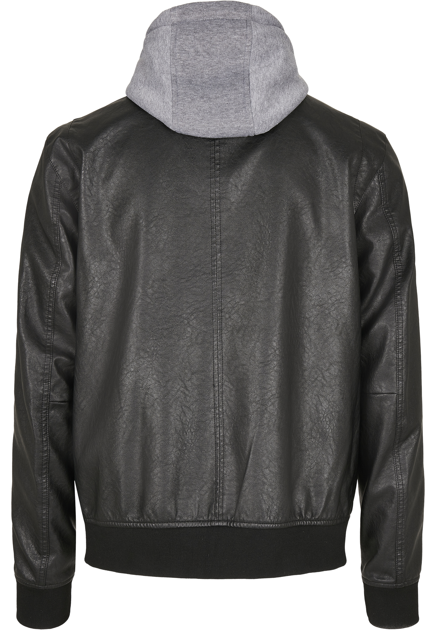 Light Jackets Fleece Hooded Fake Leather Jacket in Farbe black/grey