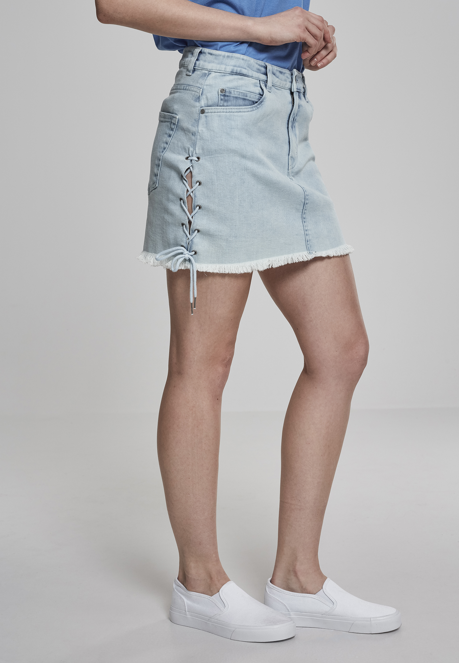 Kleider & R?cke Ladies Denim Lace Up Skirt in Farbe blue bleached