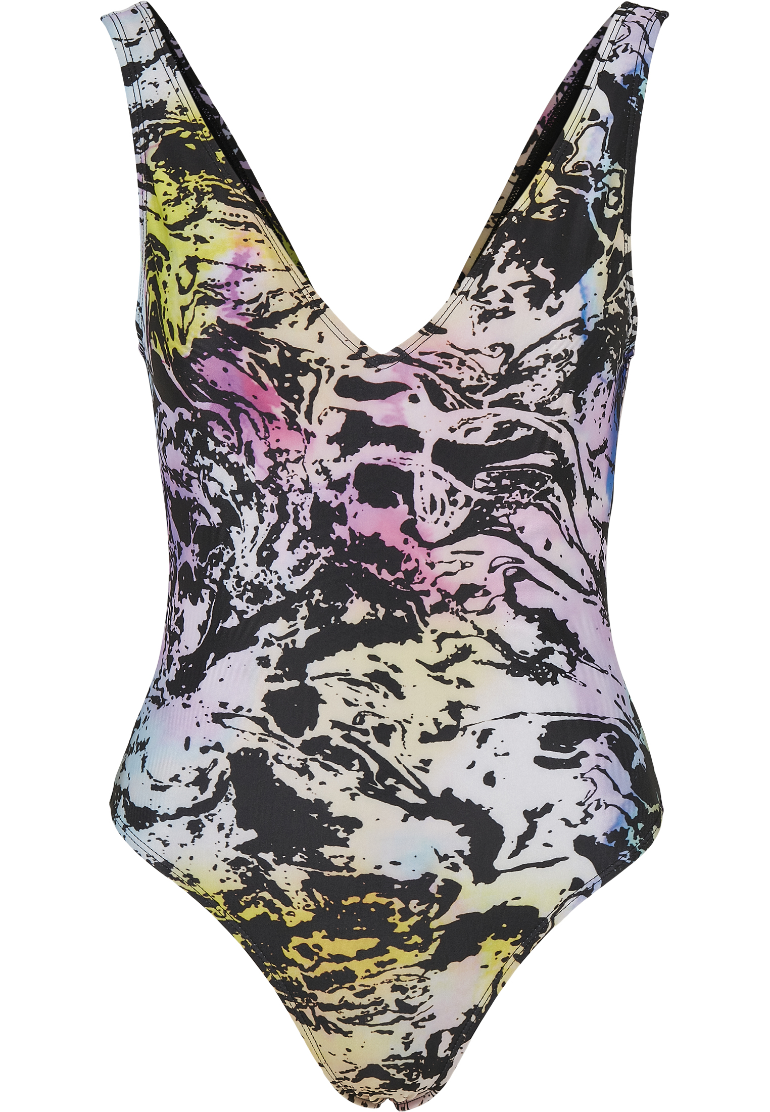 Nachhaltig Ladies Recycled Pattern High Leg Swimsuit in Farbe multicolor fading