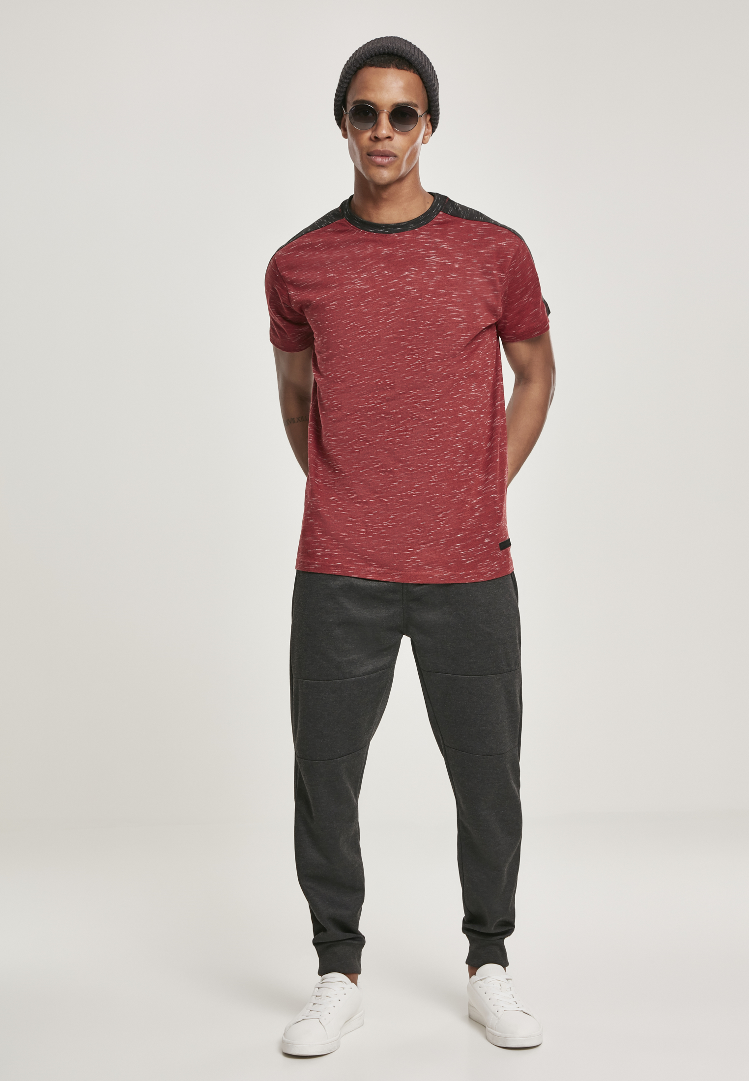 Southpole Shoulder Panel Tech Tee in Farbe marled red