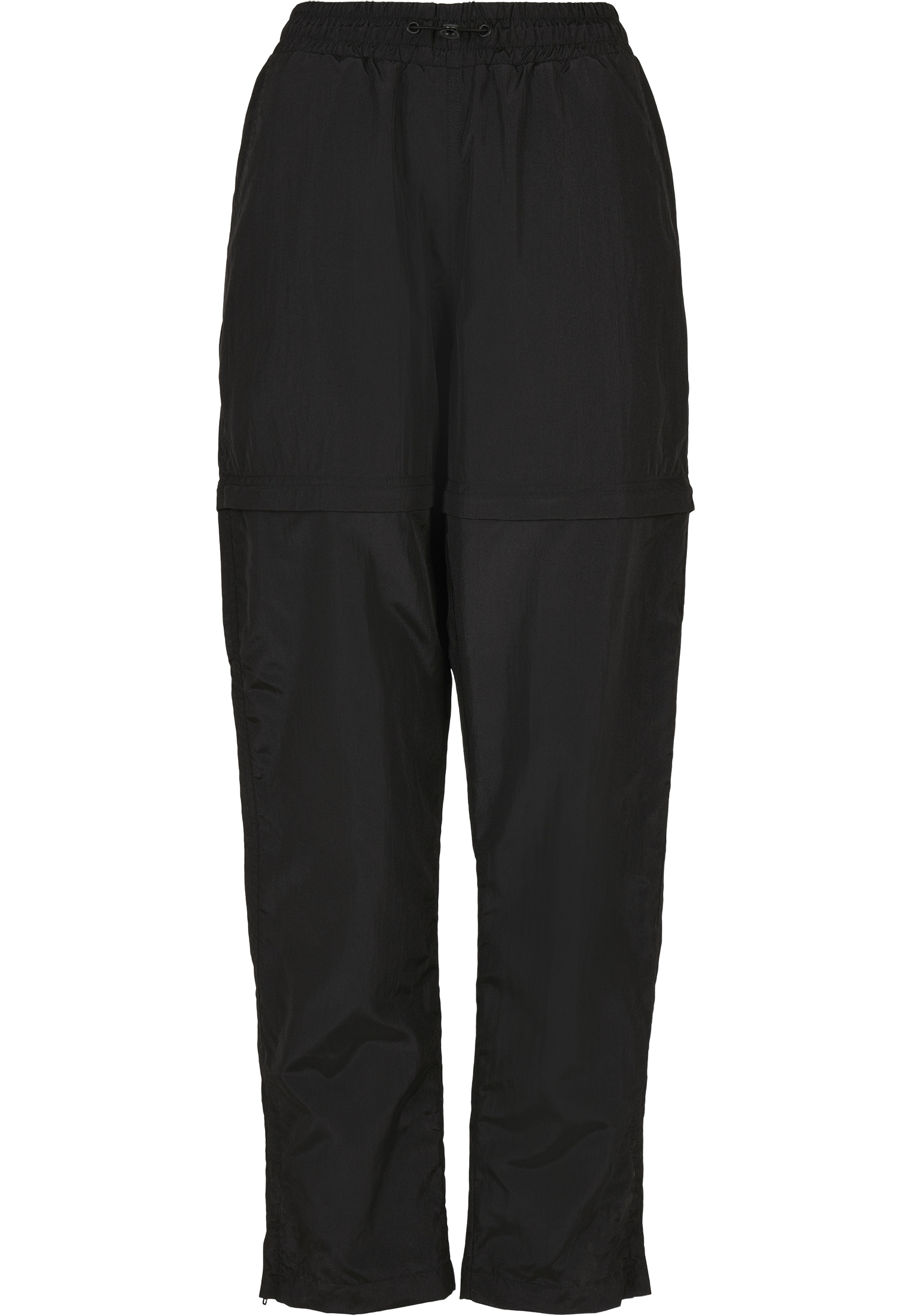 Hosen Ladies Shiny Crinkle Nylon Zip Pants in Farbe black