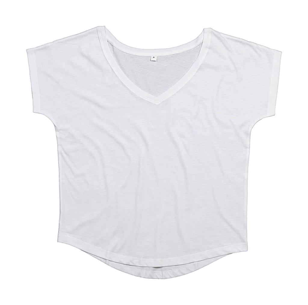  Womens Loose Fit V Neck T in Farbe White