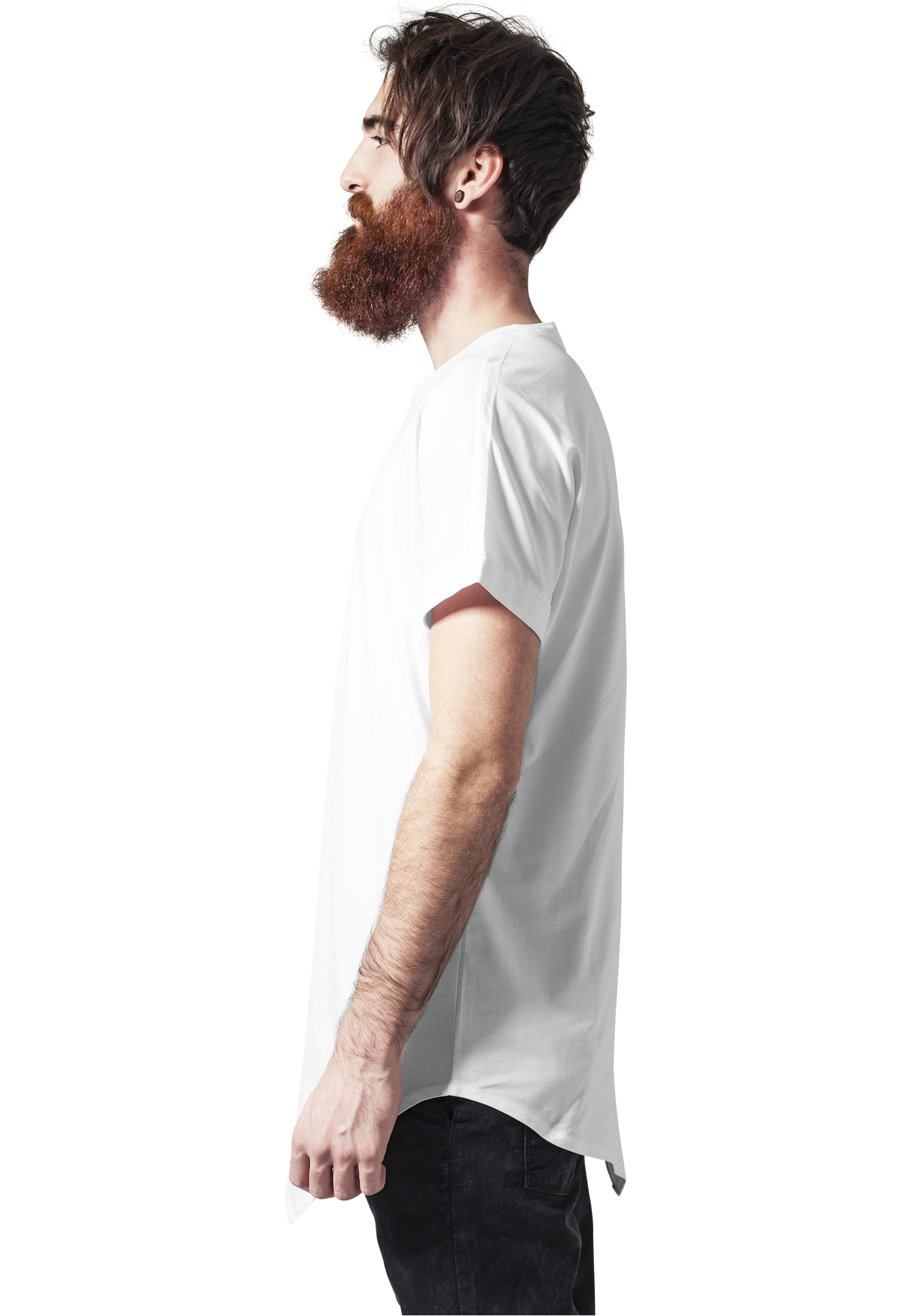 Long Tees Asymetric Long Tee in Farbe white