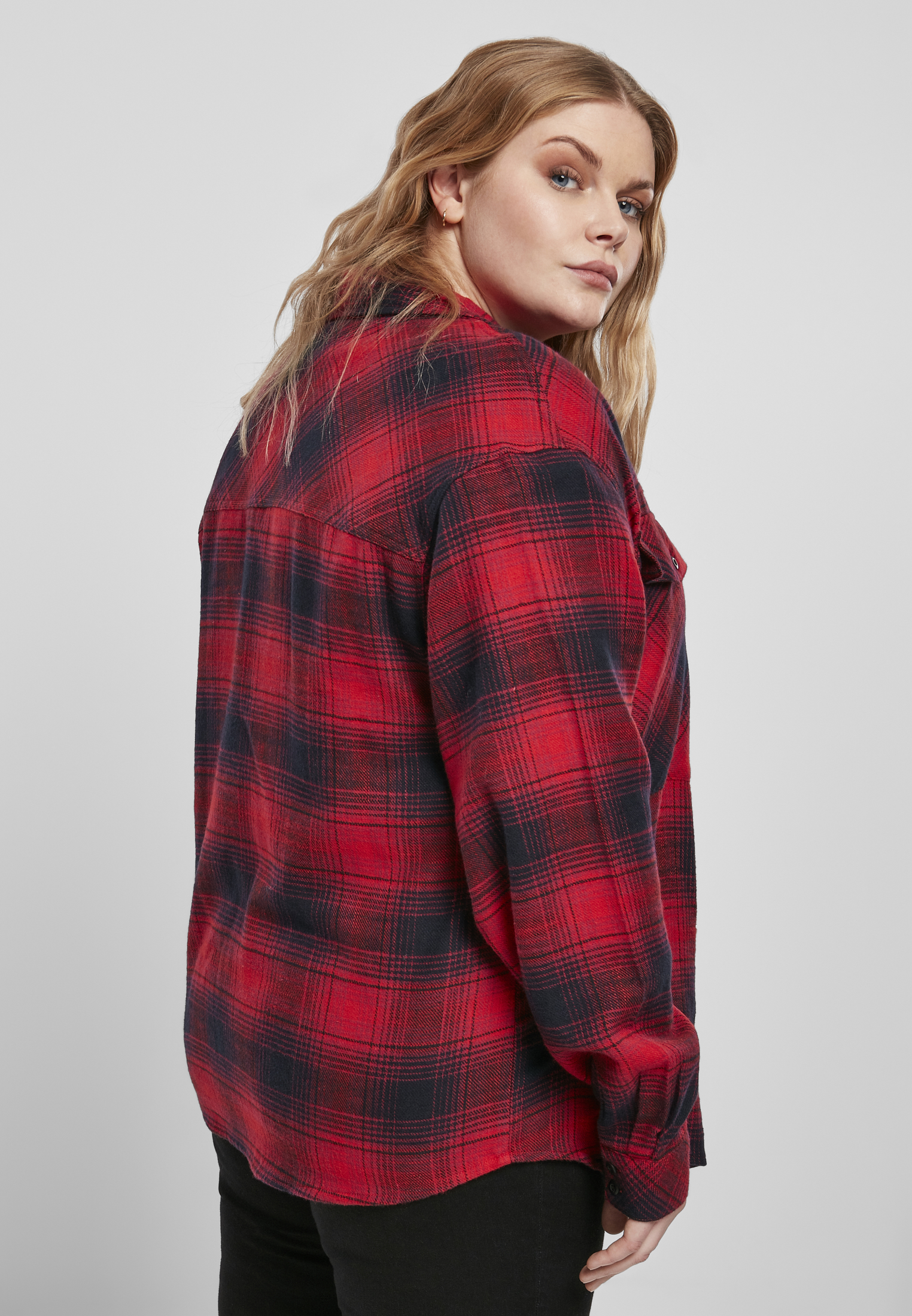 Curvy Ladies Check Overshirt in Farbe darkblue/red
