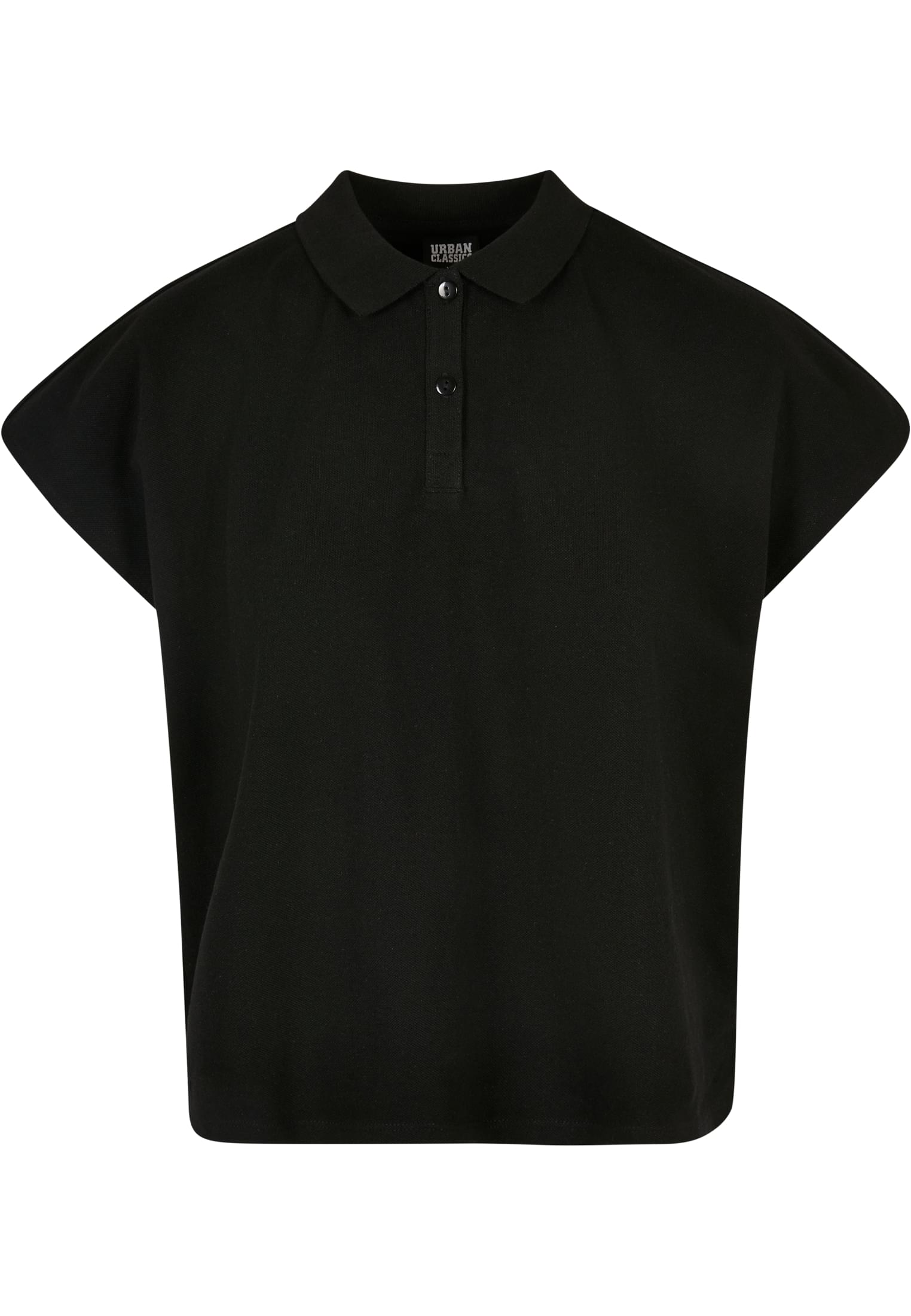 Frauen Ladies Oversized Extended Shoulder Polo Tee in Farbe black