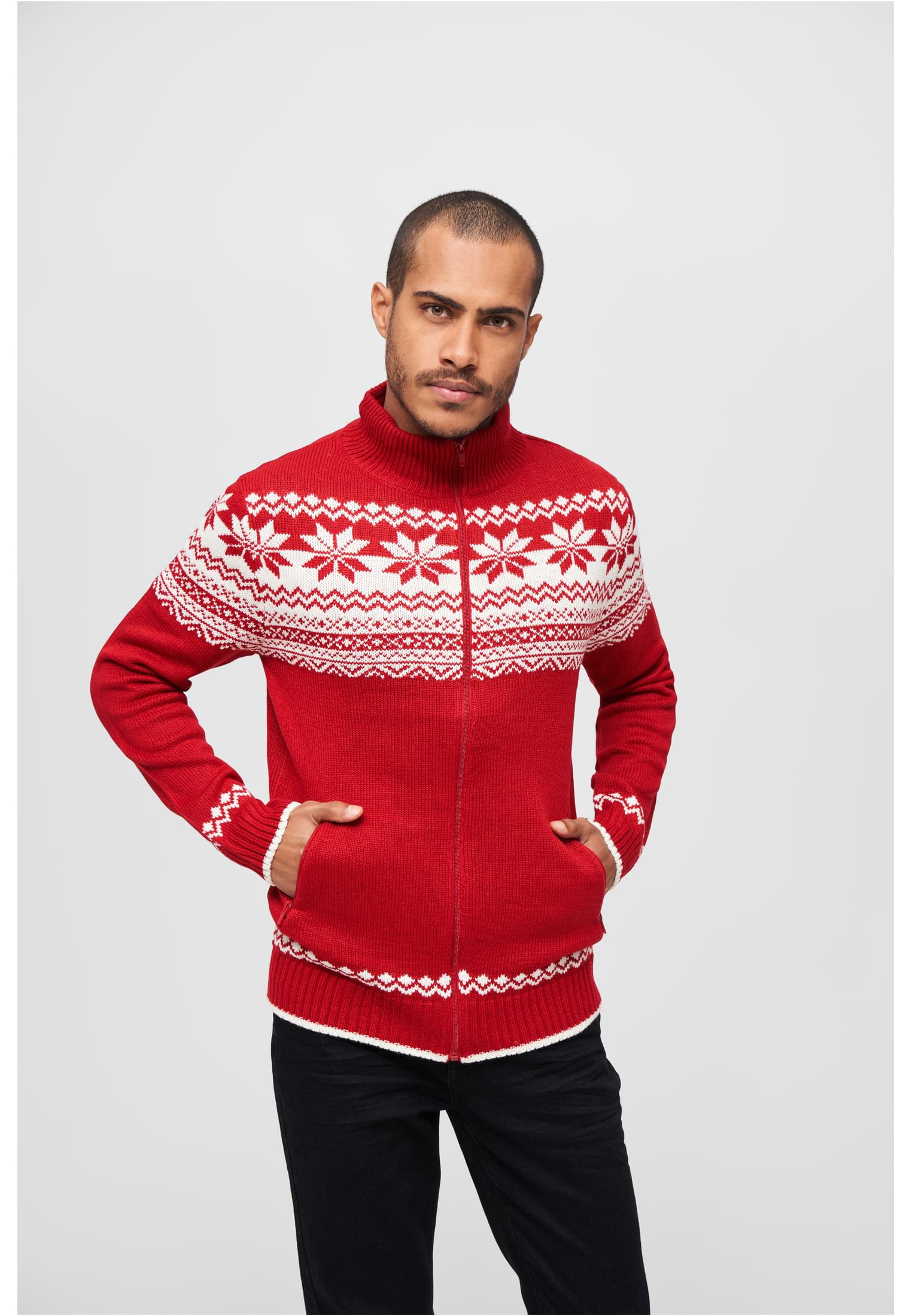Pullover Cardigan Norweger in Farbe red