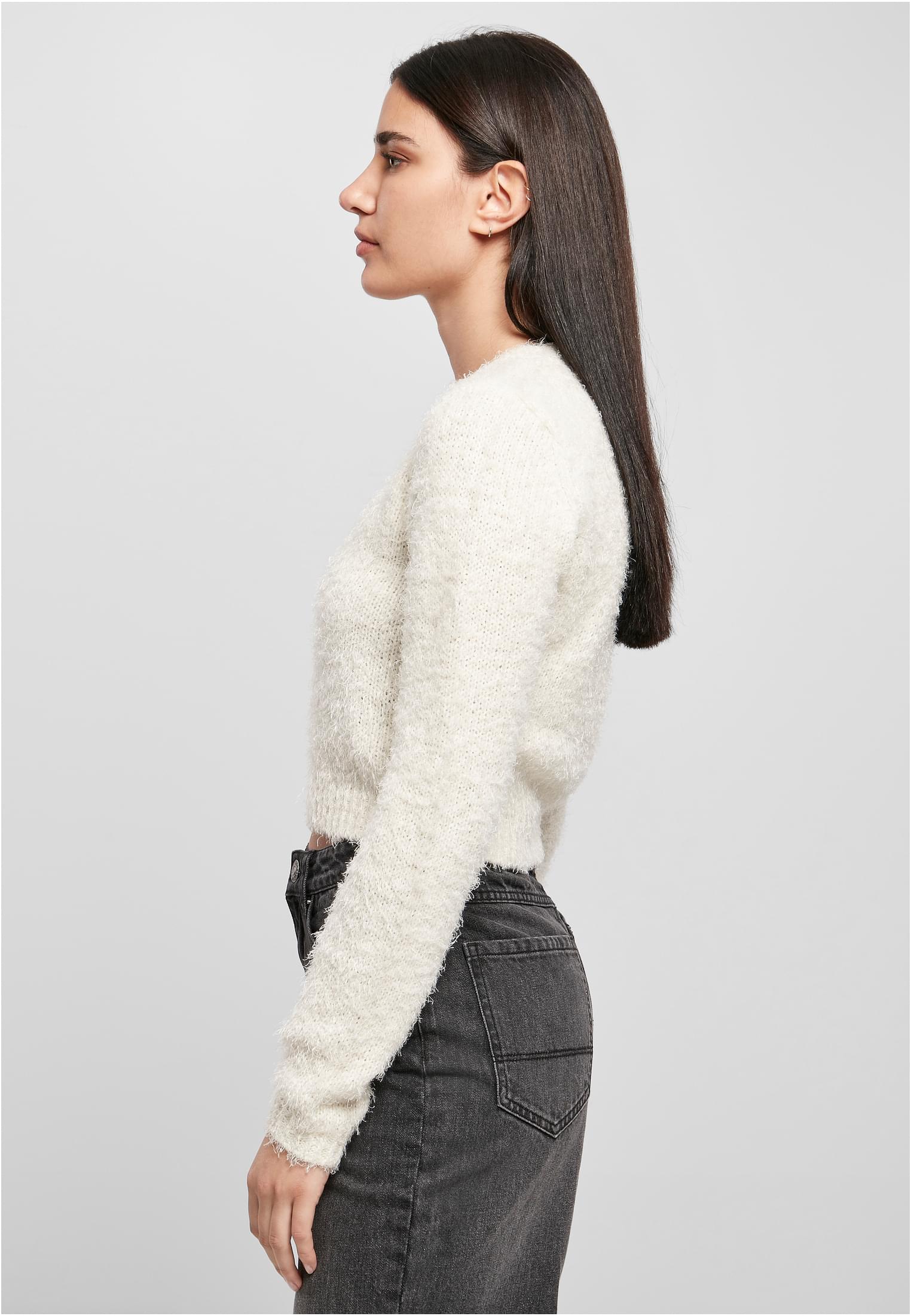 Sweater & Strickjacken Ladies Cropped Feather Sweater in Farbe whitesand