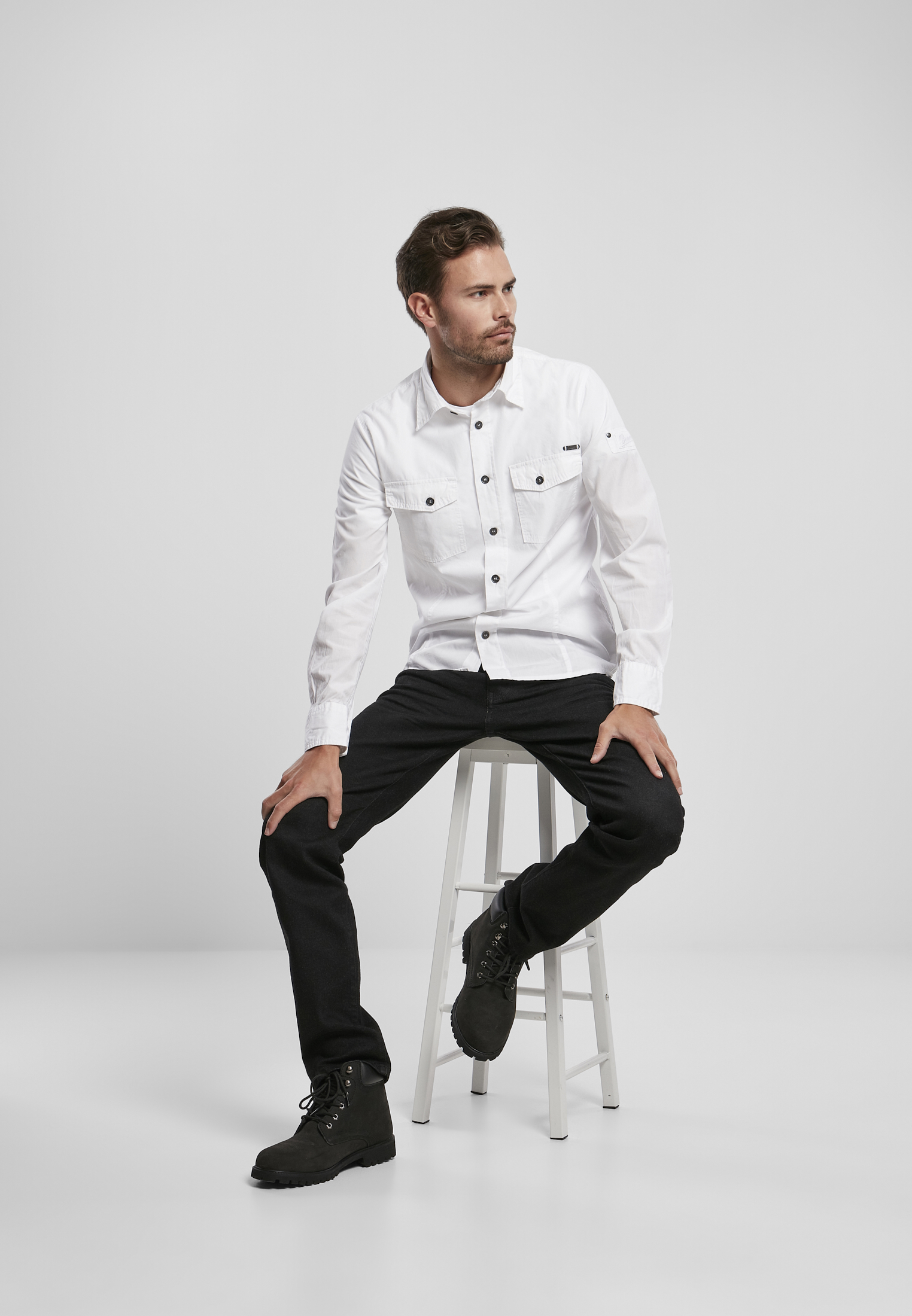 Hemden Slim Worker Shirt in Farbe white