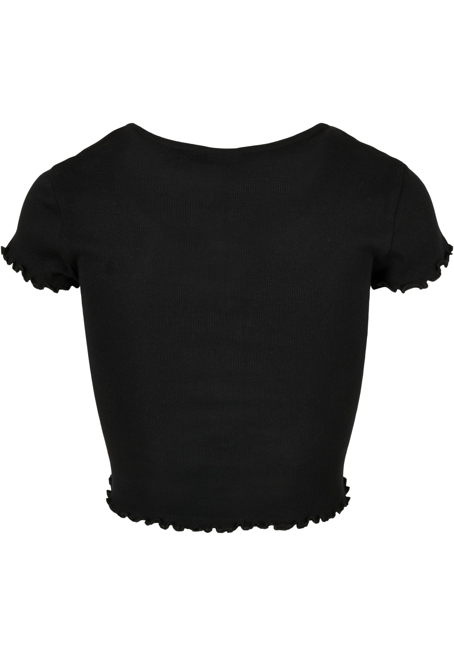 Frauen Ladies Cropped Button Up Rib Tee in Farbe black