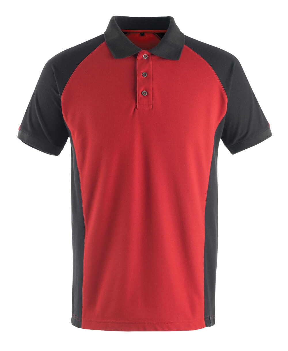 Polo-Shirt UNIQUE Polo-Shirt in Farbe Rot/Schwarz