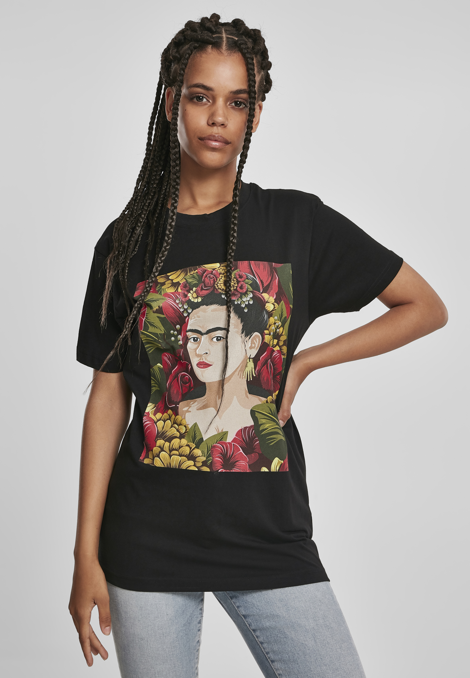 T-Shirts Ladies Frida Kahlo Portrait Tee in Farbe black