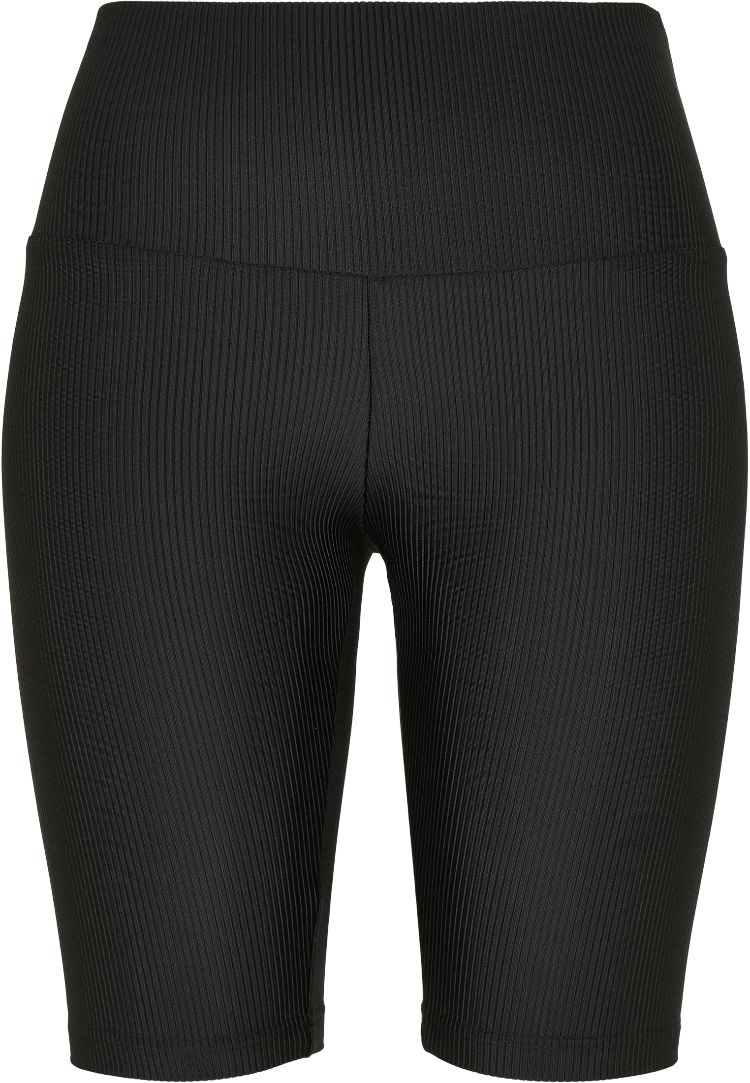  Ladies High Waist Shiny Rib Cycle Shorts in Farbe black