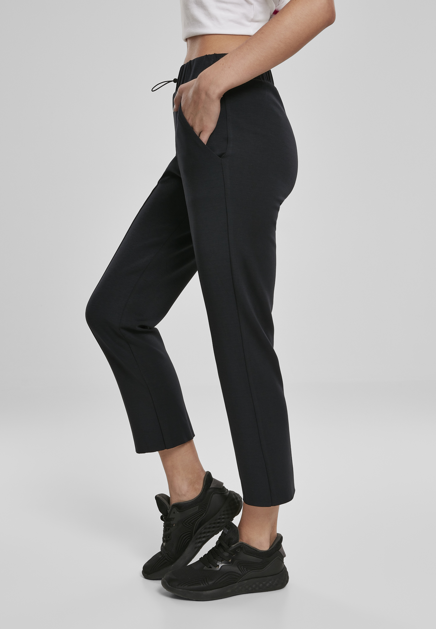 Curvy Ladies Soft Interlock Pants in Farbe black