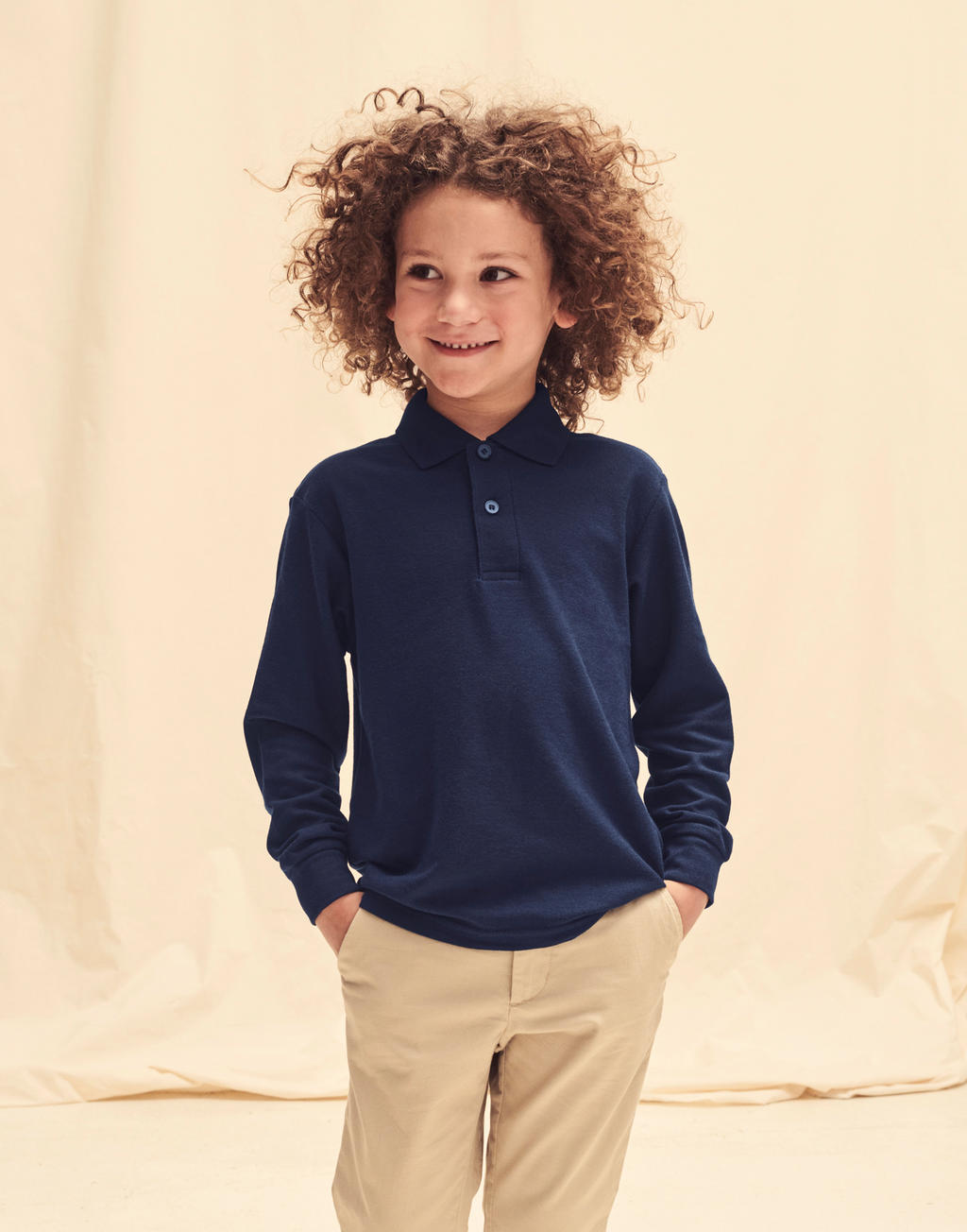  Kids 65/35 Long Sleeve Polo in Farbe White