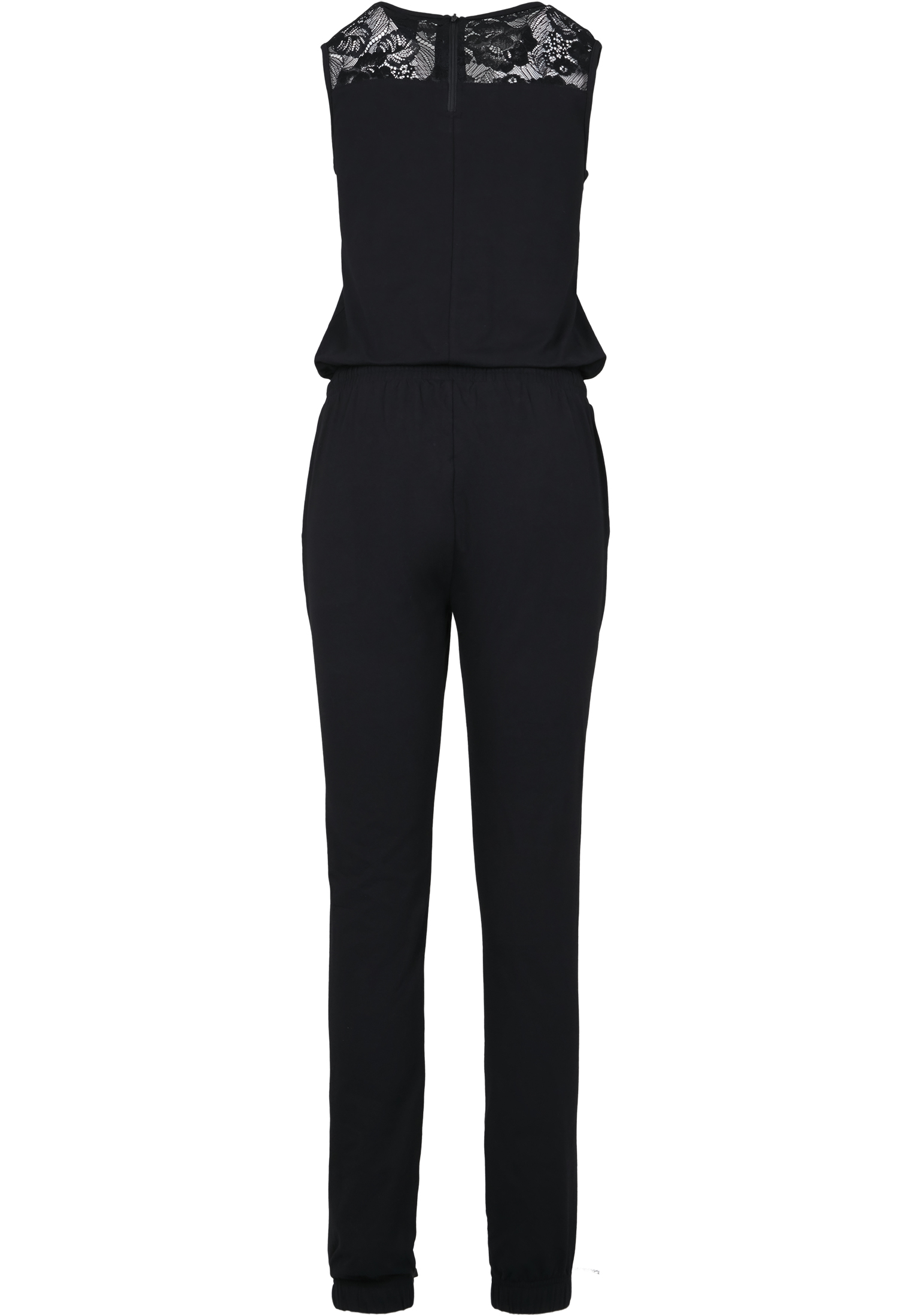 Curvy Ladies Lace Block Jumpsuit in Farbe black