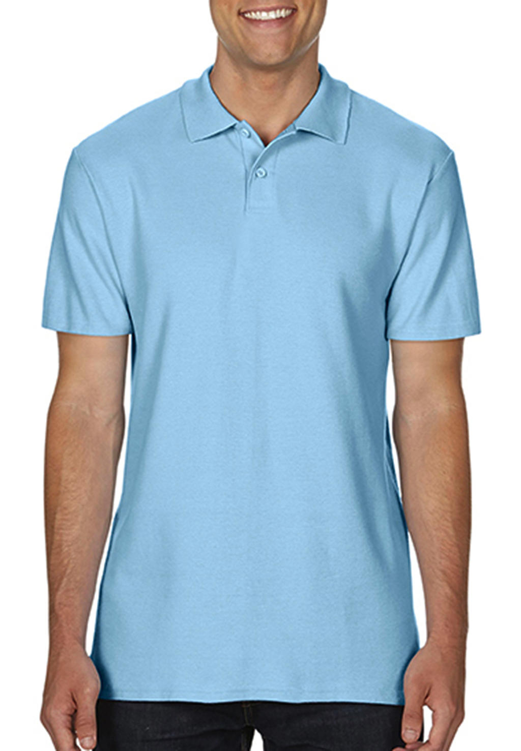 Softstyle? Adult Double Pique Polo in Farbe Light Blue
