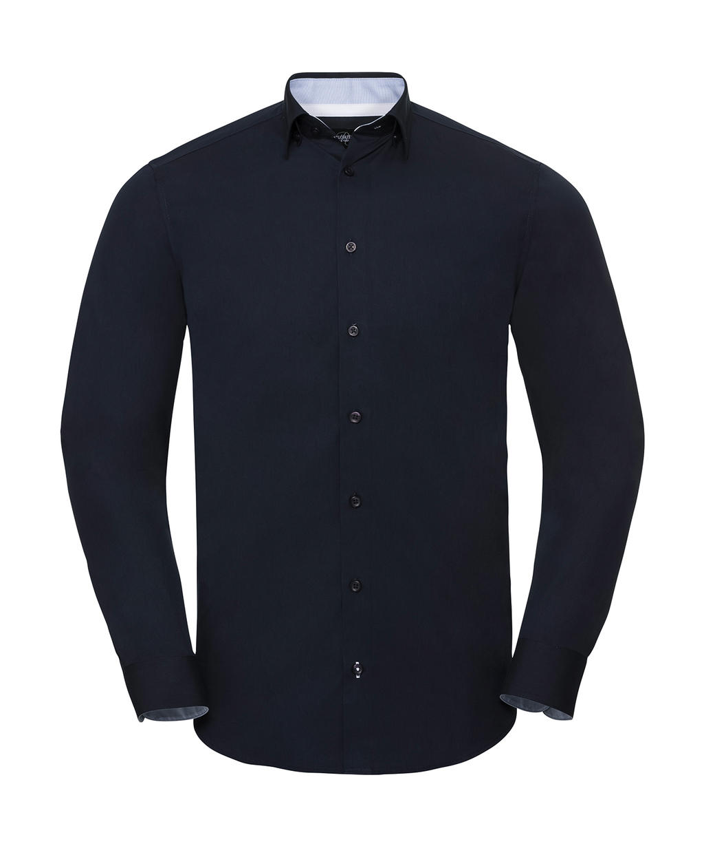  Mens LS Tailored Contrast Ultimate Stretch Shirt in Farbe Bright Navy/Oxford Blue/White