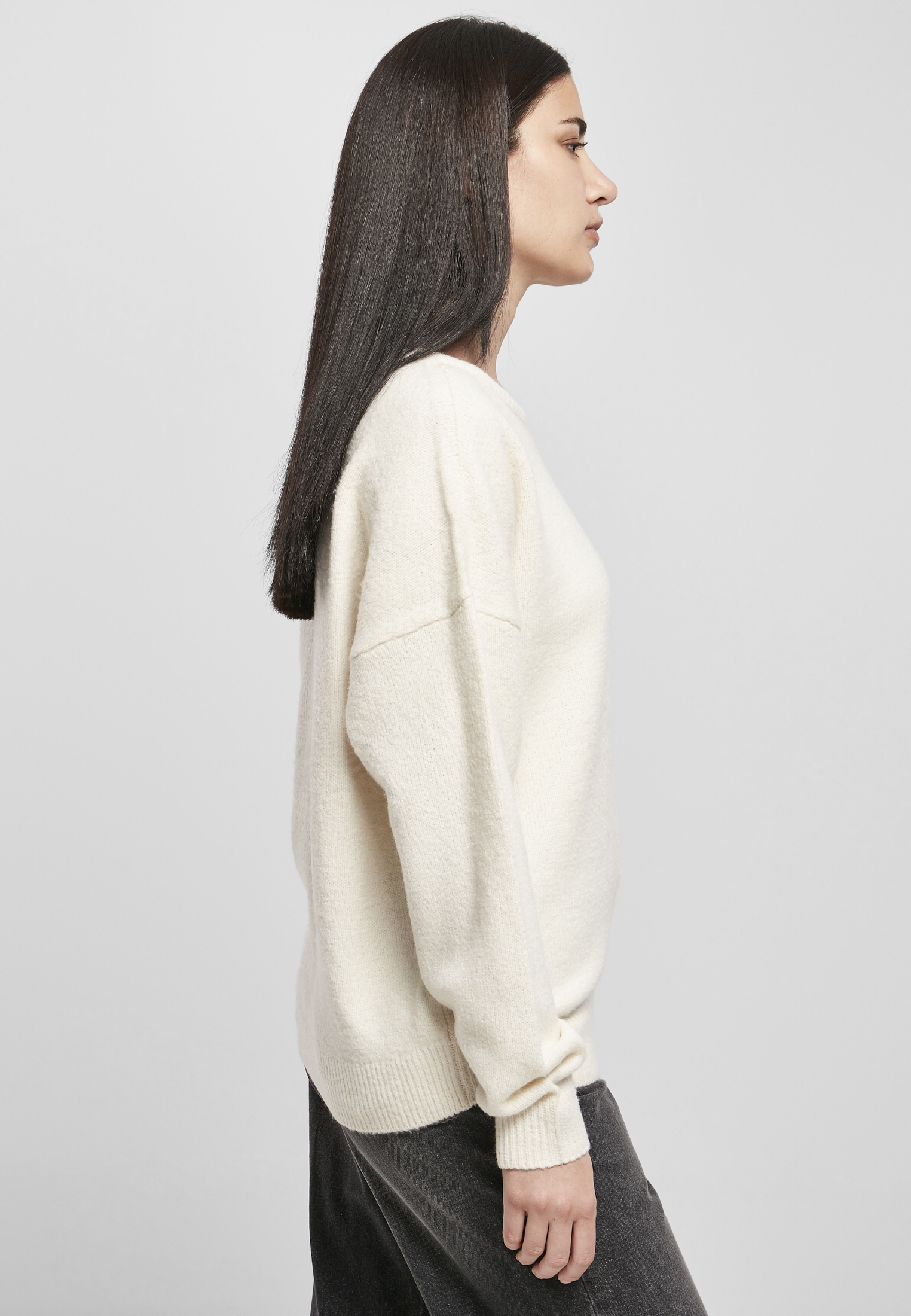 Sweater & Strickjacken Ladies Chunky Fluffy Sweater in Farbe whitesand