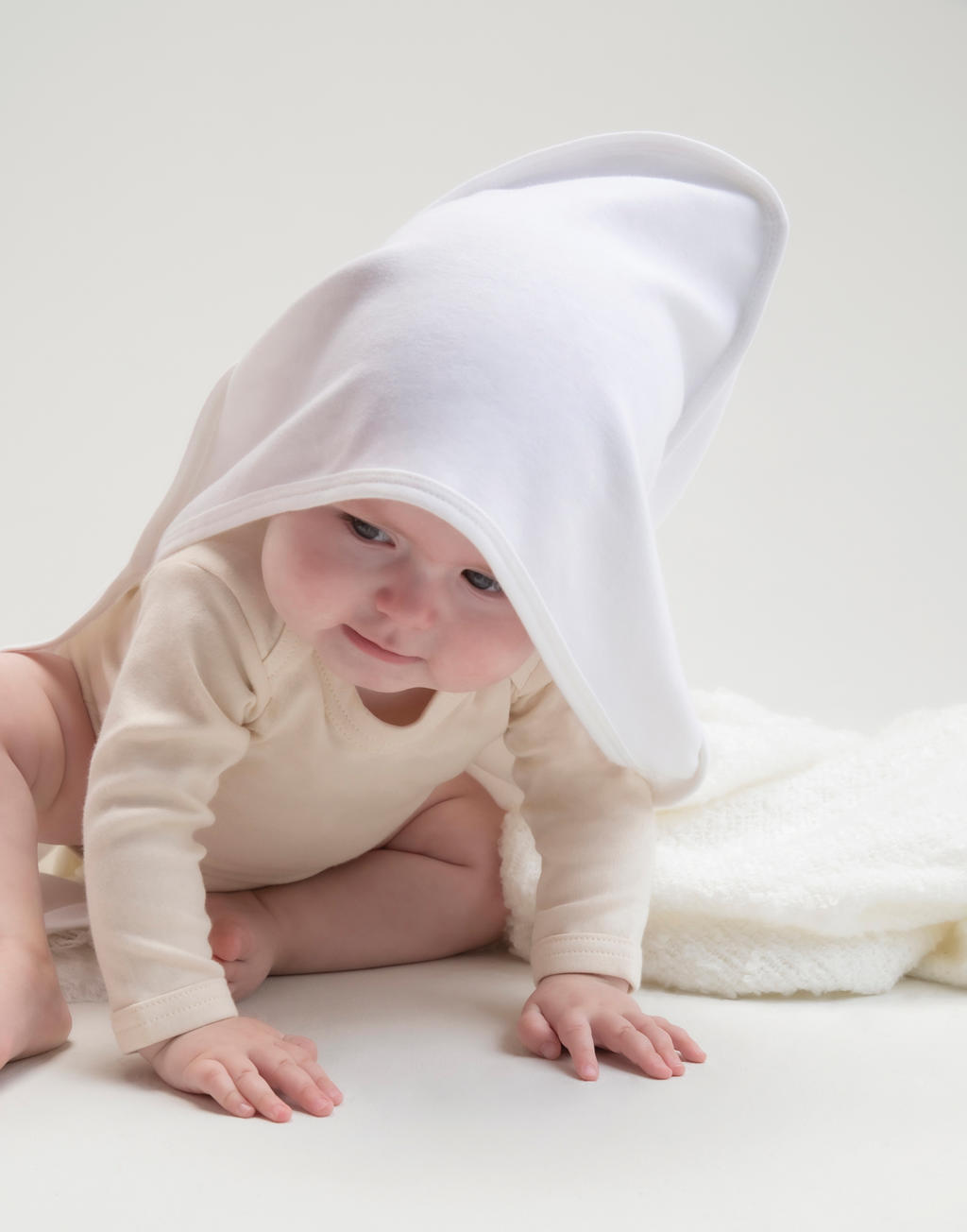  Baby Hooded Blanket in Farbe White/White Organic