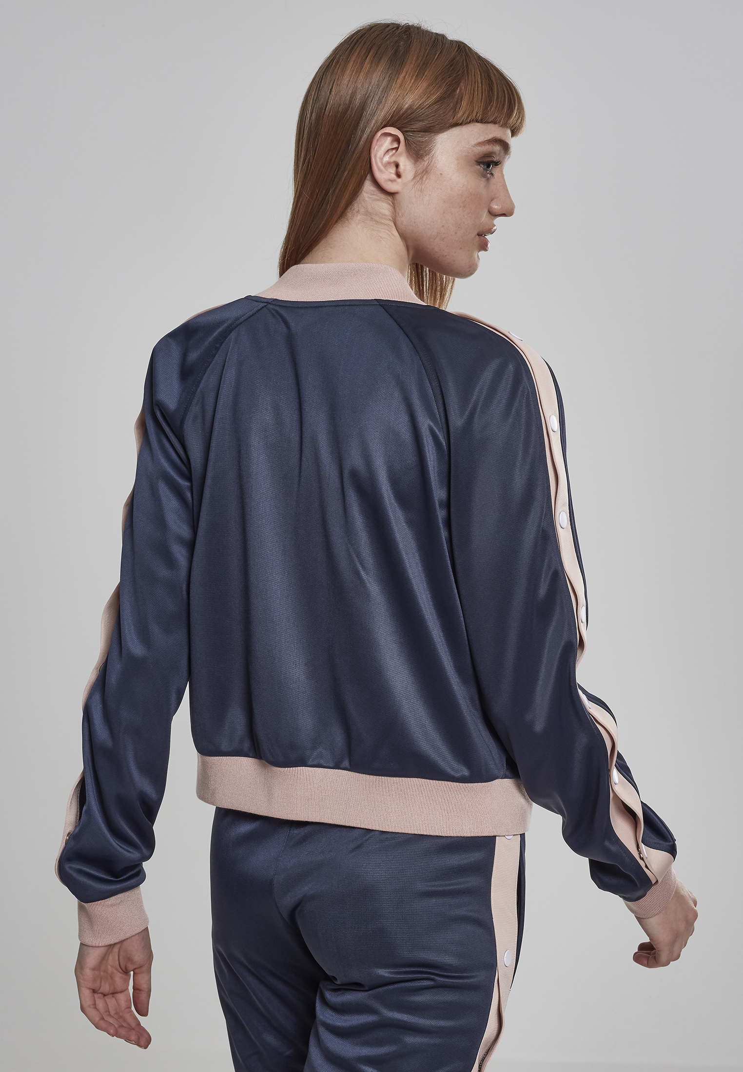 Light Jackets Ladies Button Up Track Jacket in Farbe navy/lightrose/white