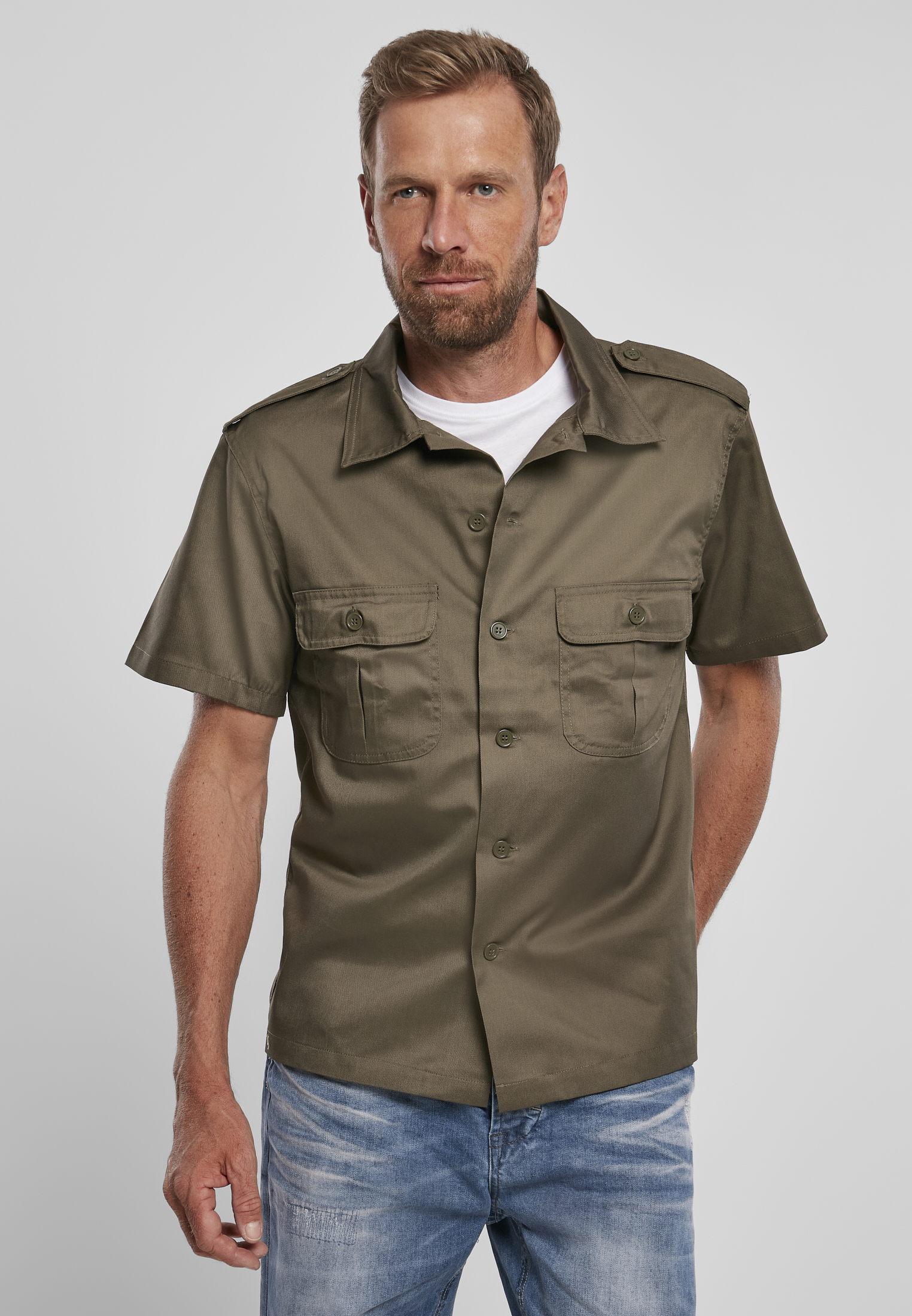 Hemden Short Sleeves US Shirt in Farbe olive
