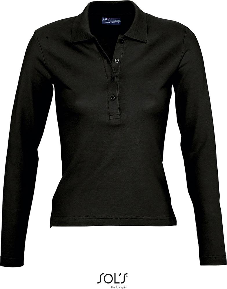 Poloshirt Podium Damen Poloshirt Langarm in Farbe black