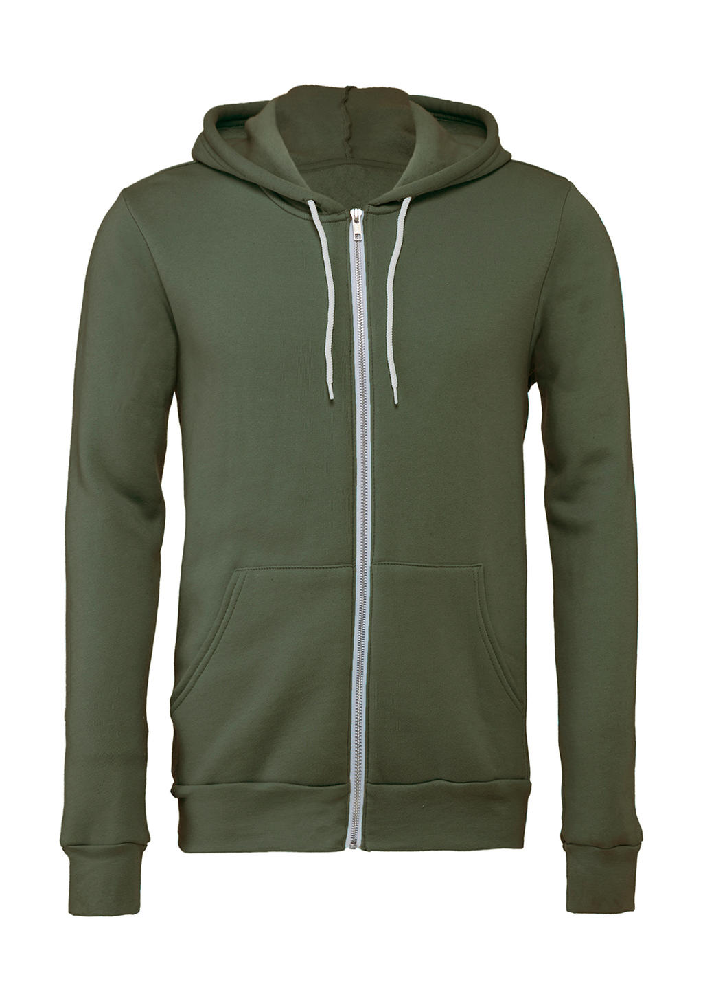  Unisex Poly-Cotton Full Zip Hoodie in Farbe Military Green