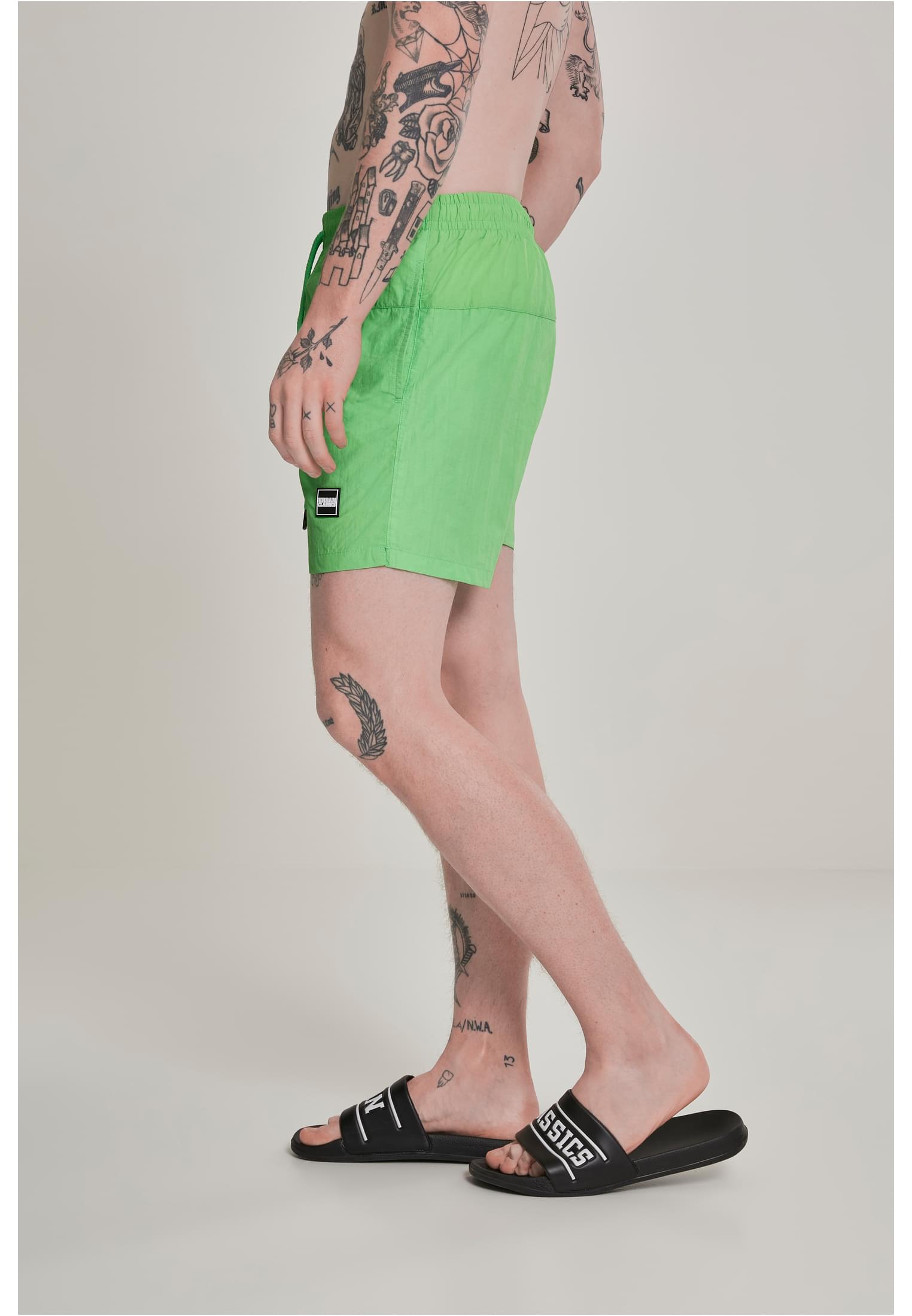 Plus Size Block Swim Shorts in Farbe neongreen
