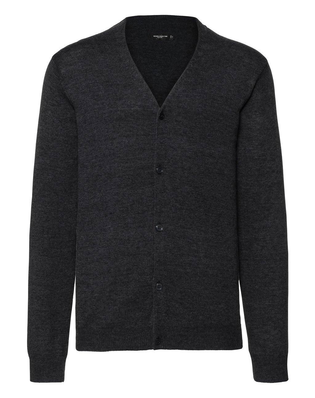  Mens V-Neck Knitted Cardigan in Farbe Charcoal Marl