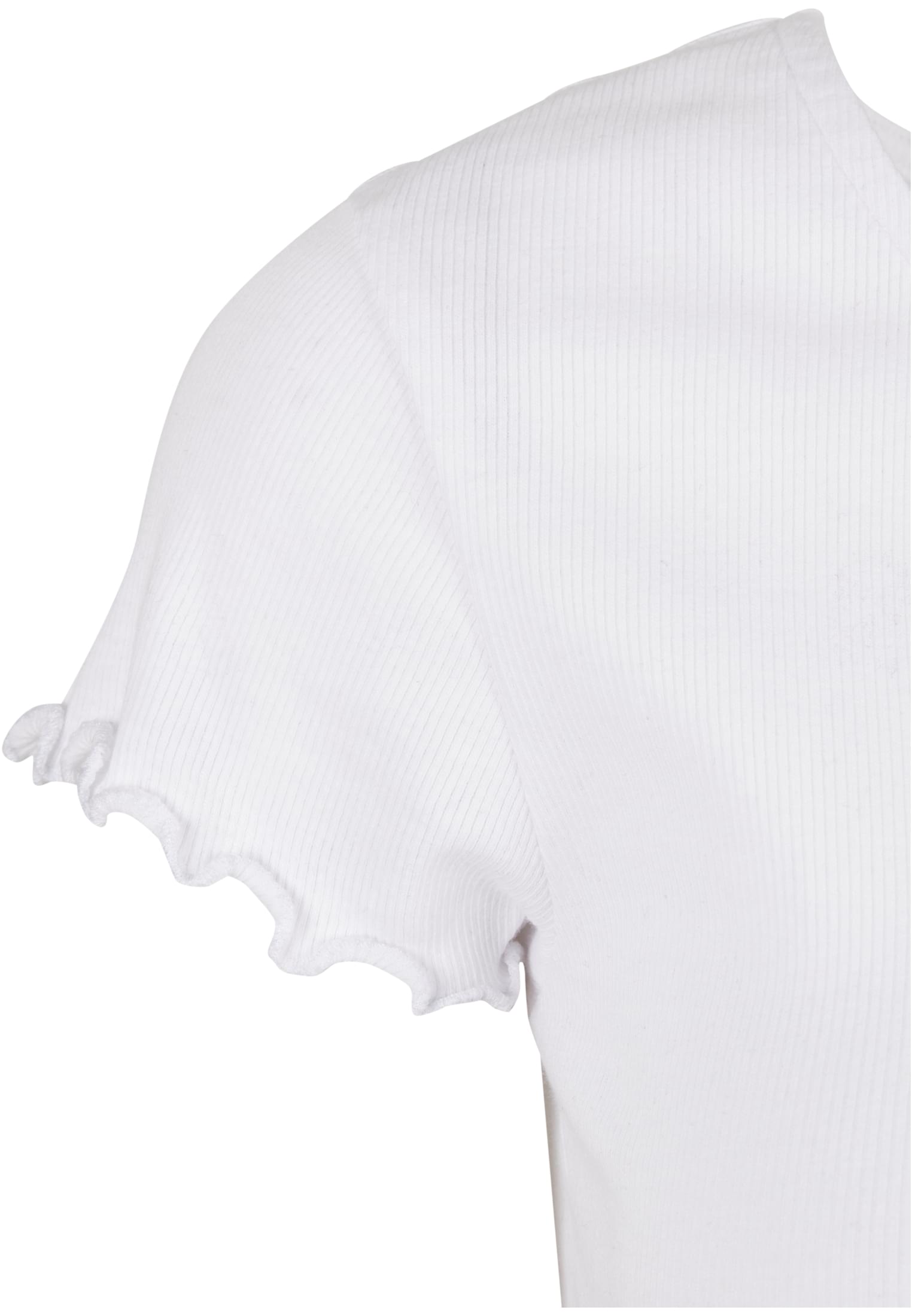 Frauen Ladies Cropped Button Up Rib Tee in Farbe white