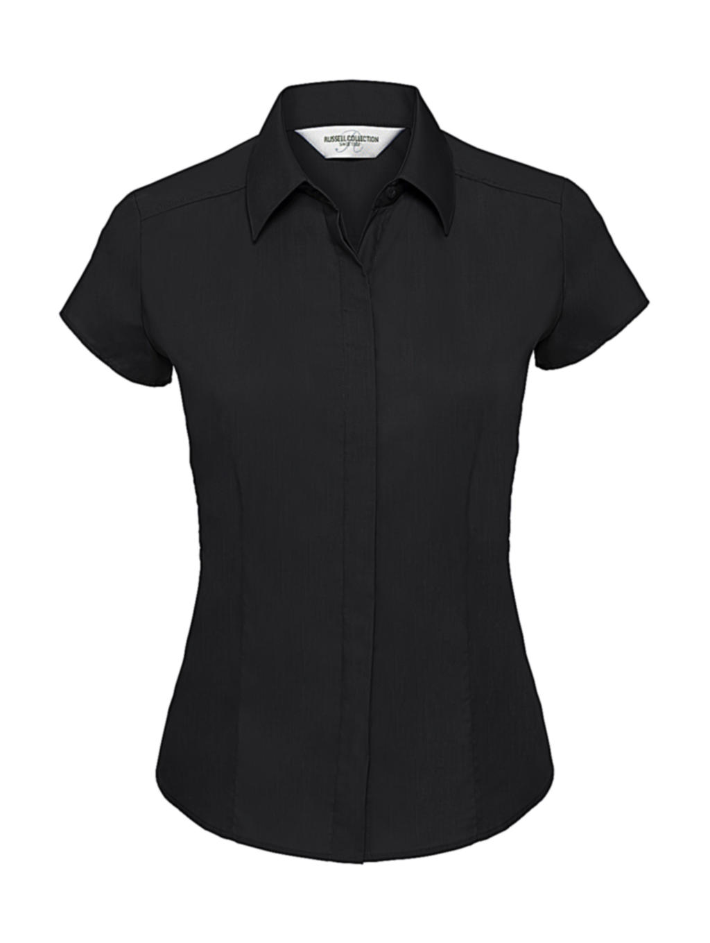  Ladies Fitted Poplin Shirt in Farbe Black