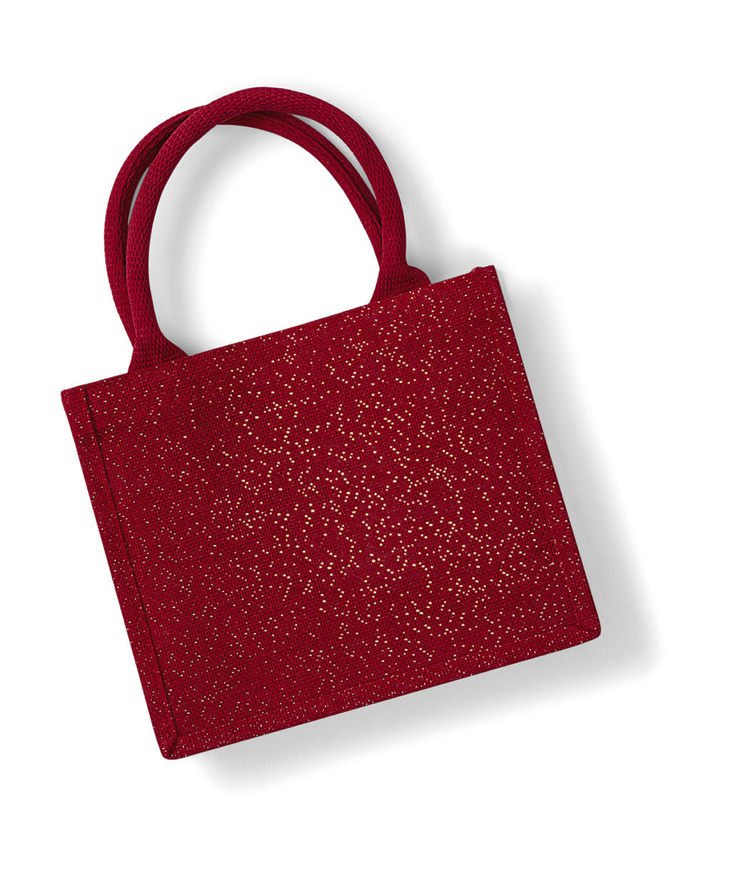  Shimmer Jute Mini Gift Bag in Farbe Red/Gold