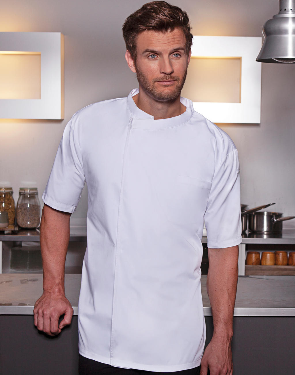  Chefs Shirt Basic Short Sleeve in Farbe White