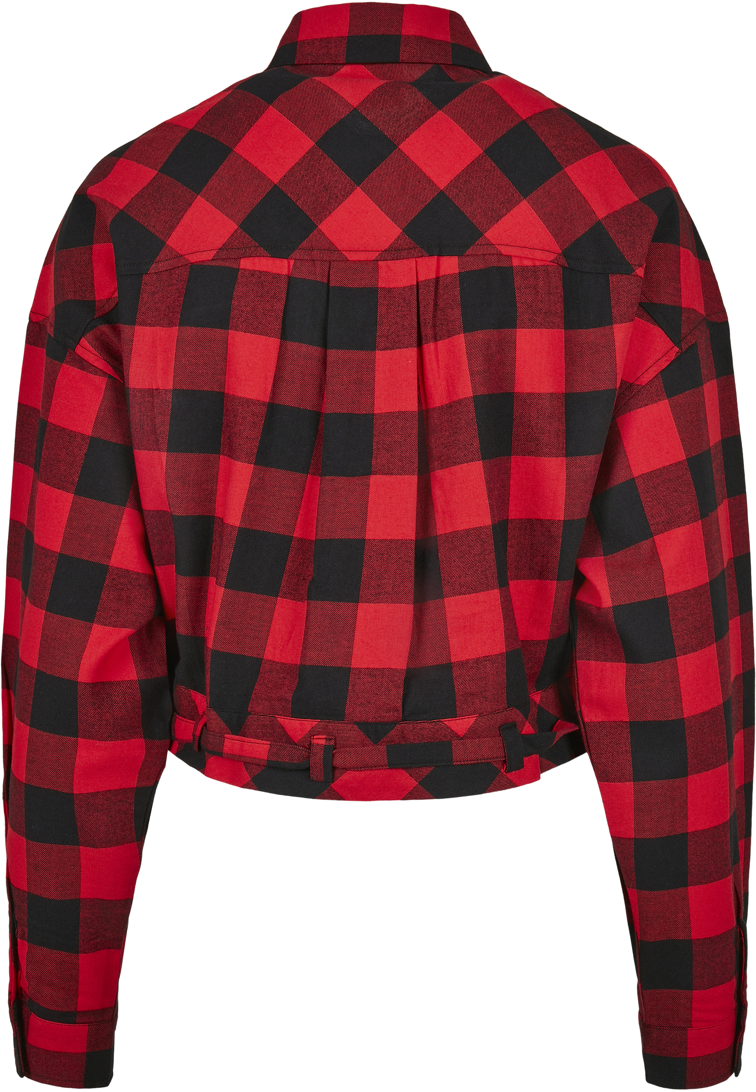 Curvy Ladies Short Oversized Check Shirt in Farbe black/red