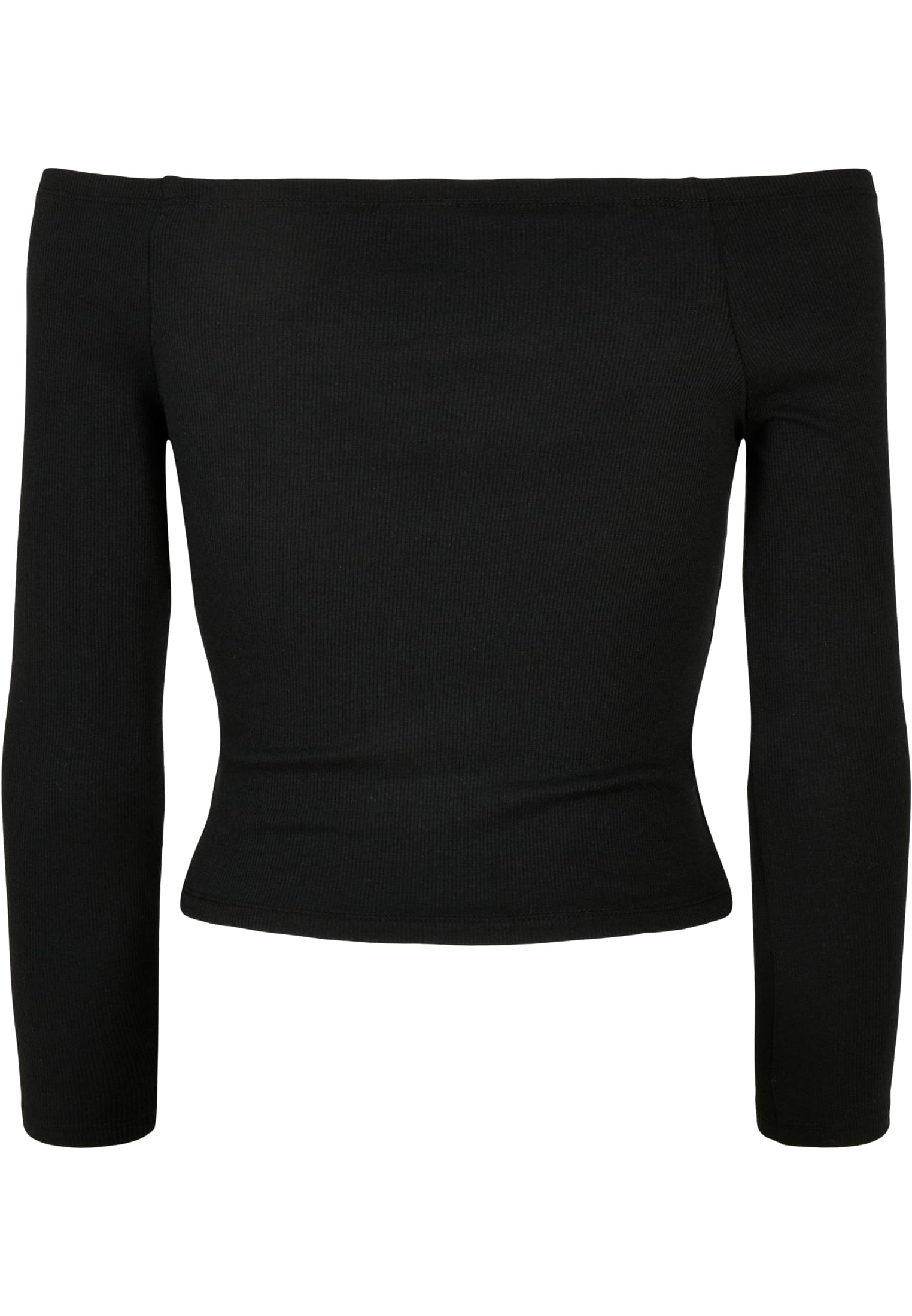 Crewnecks & Longsleeves Ladies Off Shoulder Rib Longsleeve in Farbe black