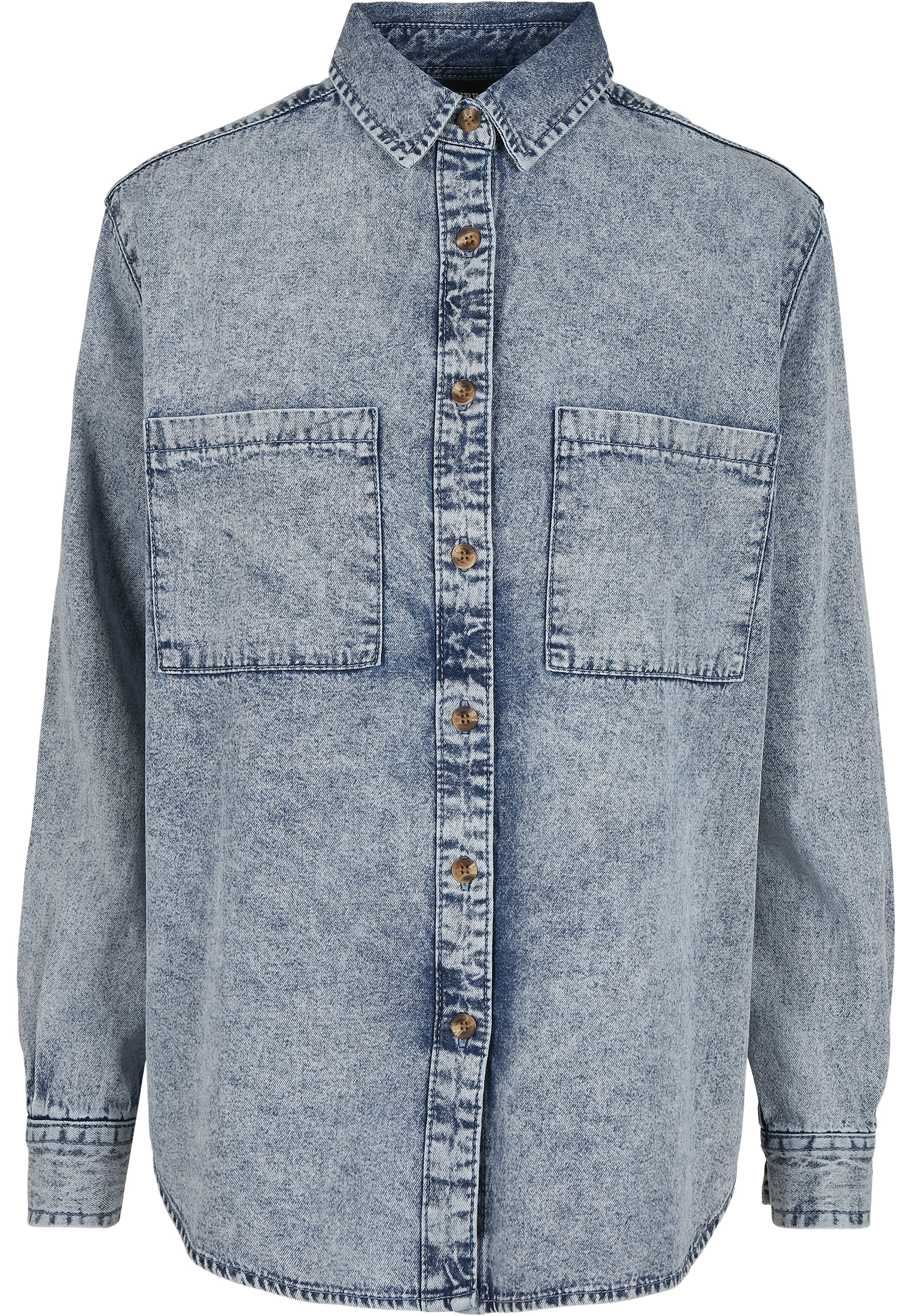 Curvy Ladies Denim Oversized Shirt in Farbe light skyblue acid washed