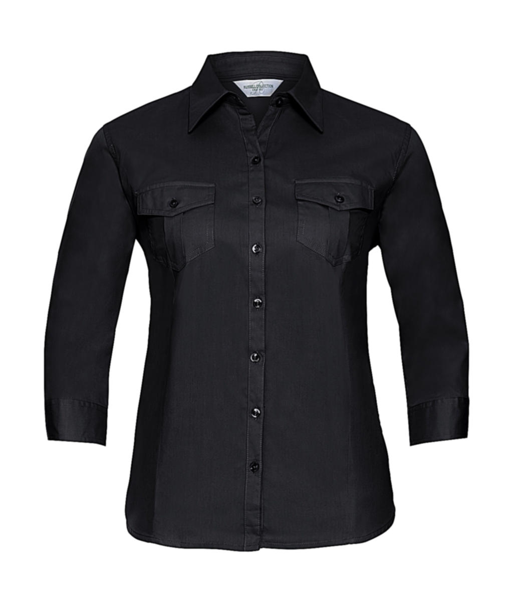  Ladies Roll 3/4 Sleeve Shirt in Farbe Black