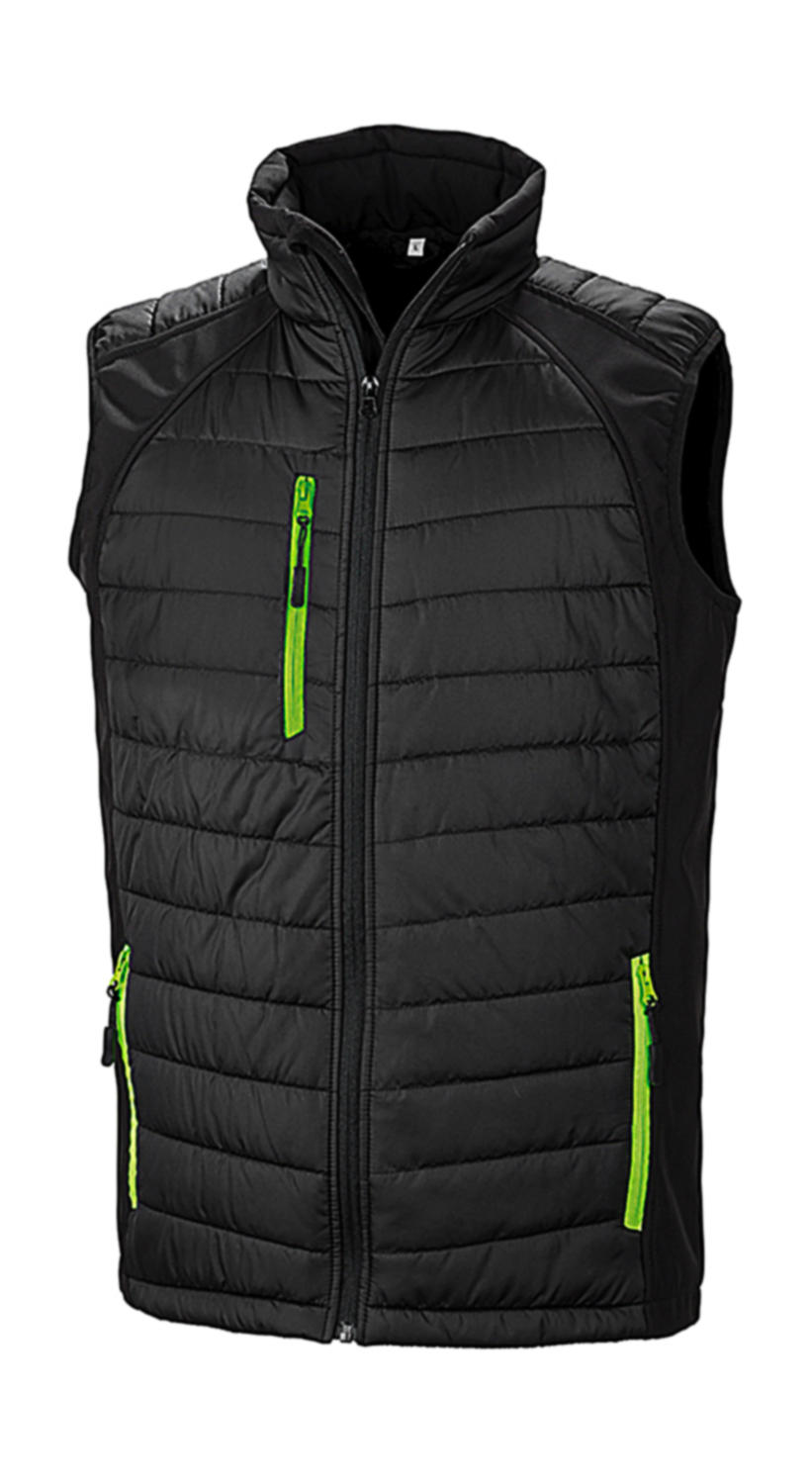  Black Compass Padded Softshell Gilet in Farbe Black/Lime