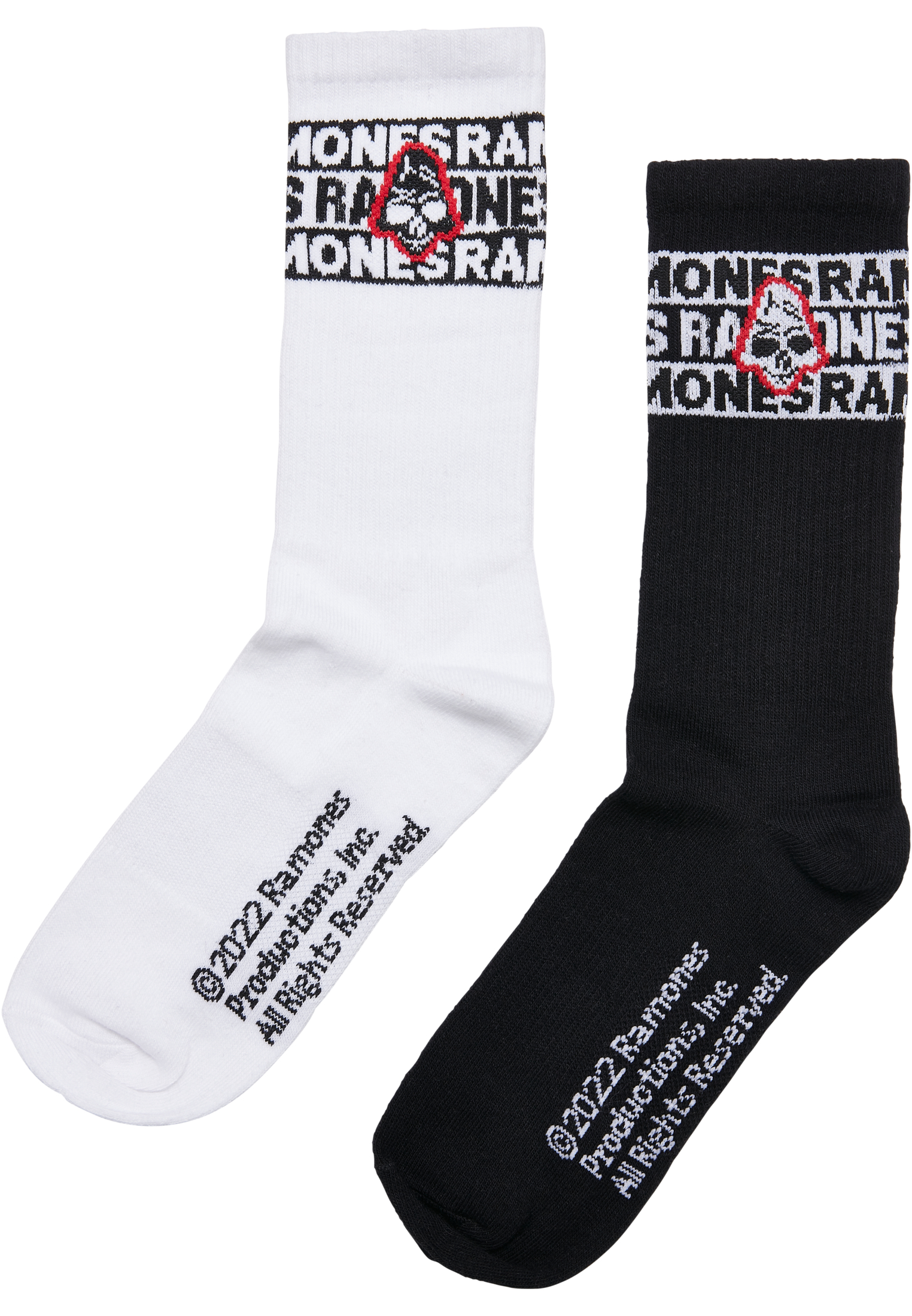  Ramones Skull Socks 2-Pack in Farbe black/white