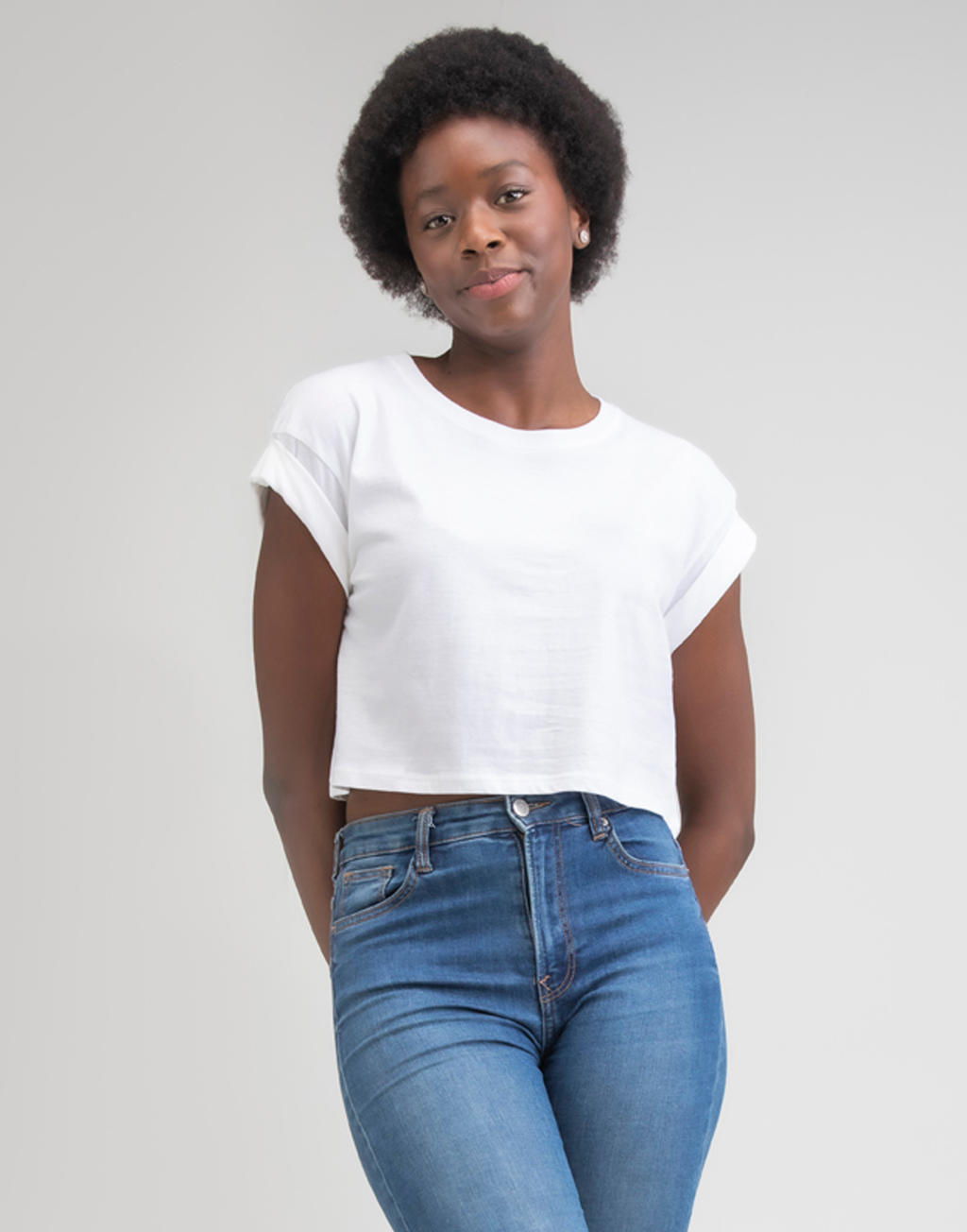  Womens Organic Crop T in Farbe White